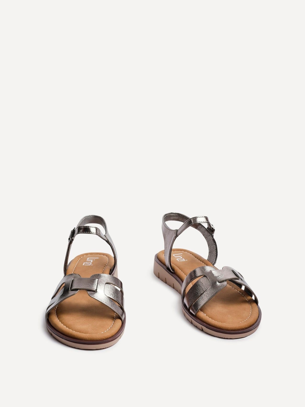 Linzi Isabel Pewter Faux Leather Two Part Sandal image 3