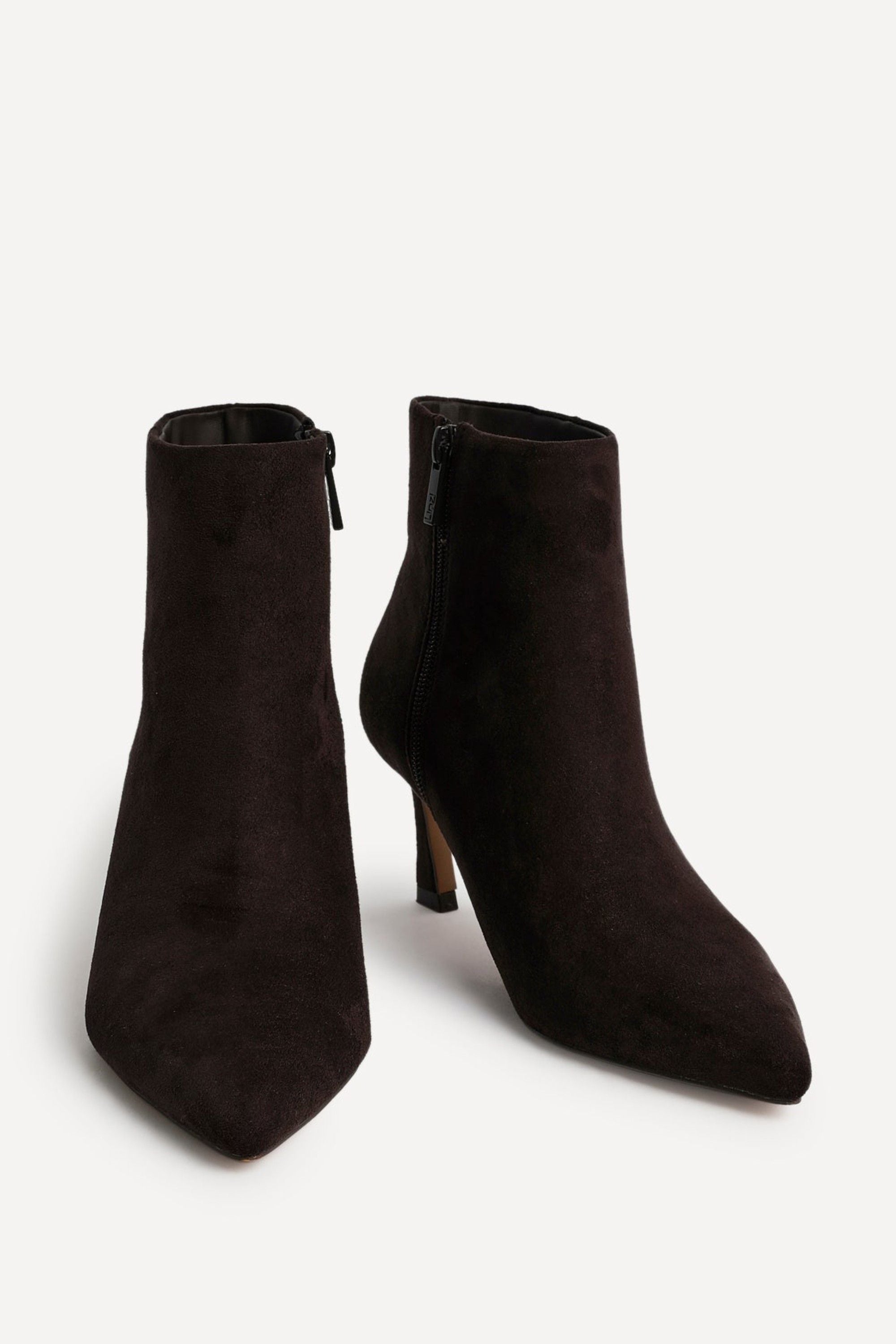 Linzi Secured Brown Faux Suede Pointed Toe Stiletto Ankle Boot image 3