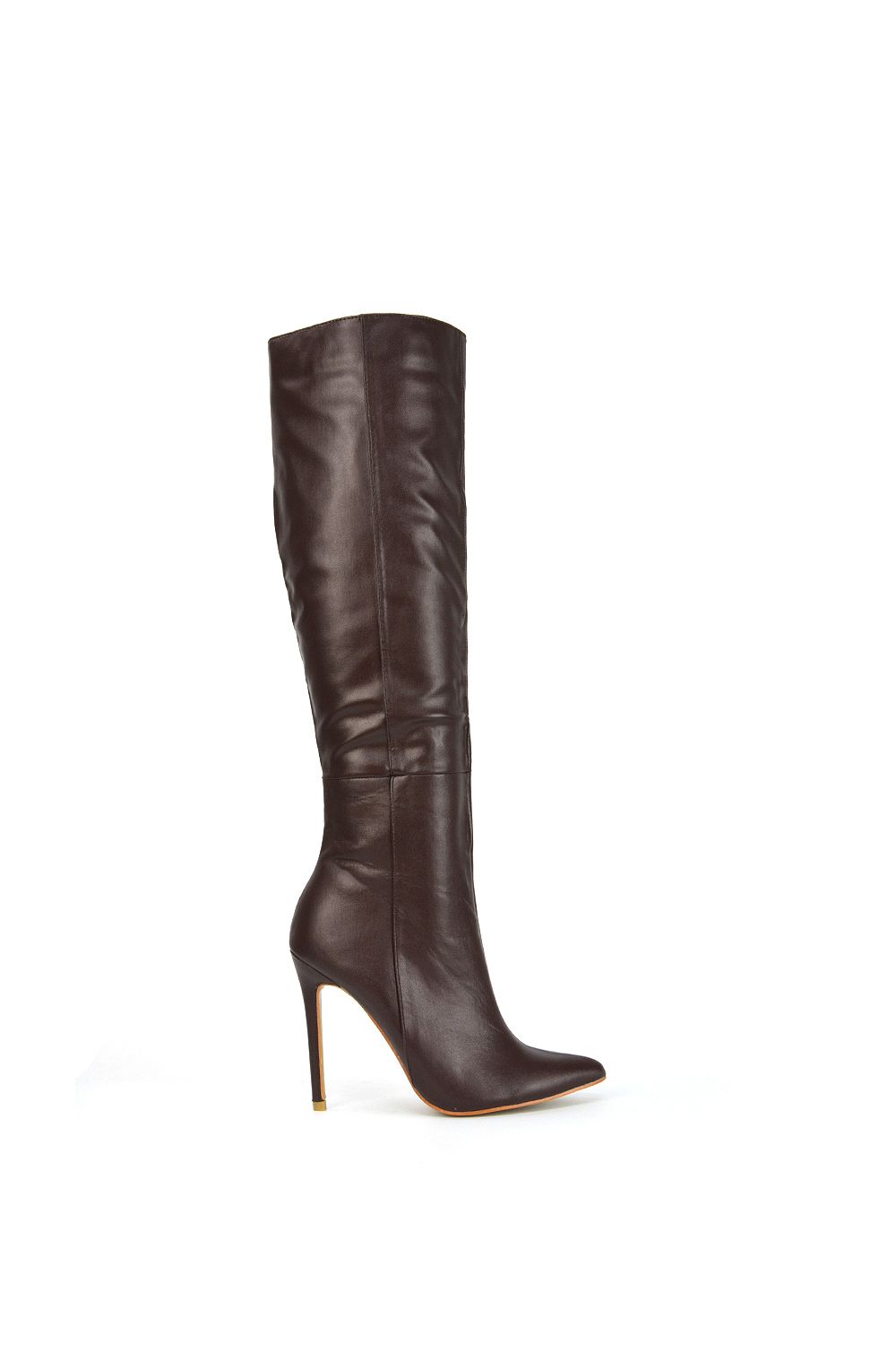 XY London 'Nora' Pointed Toe Zip Up Knee High Stiletto Heel Long Boots image 1