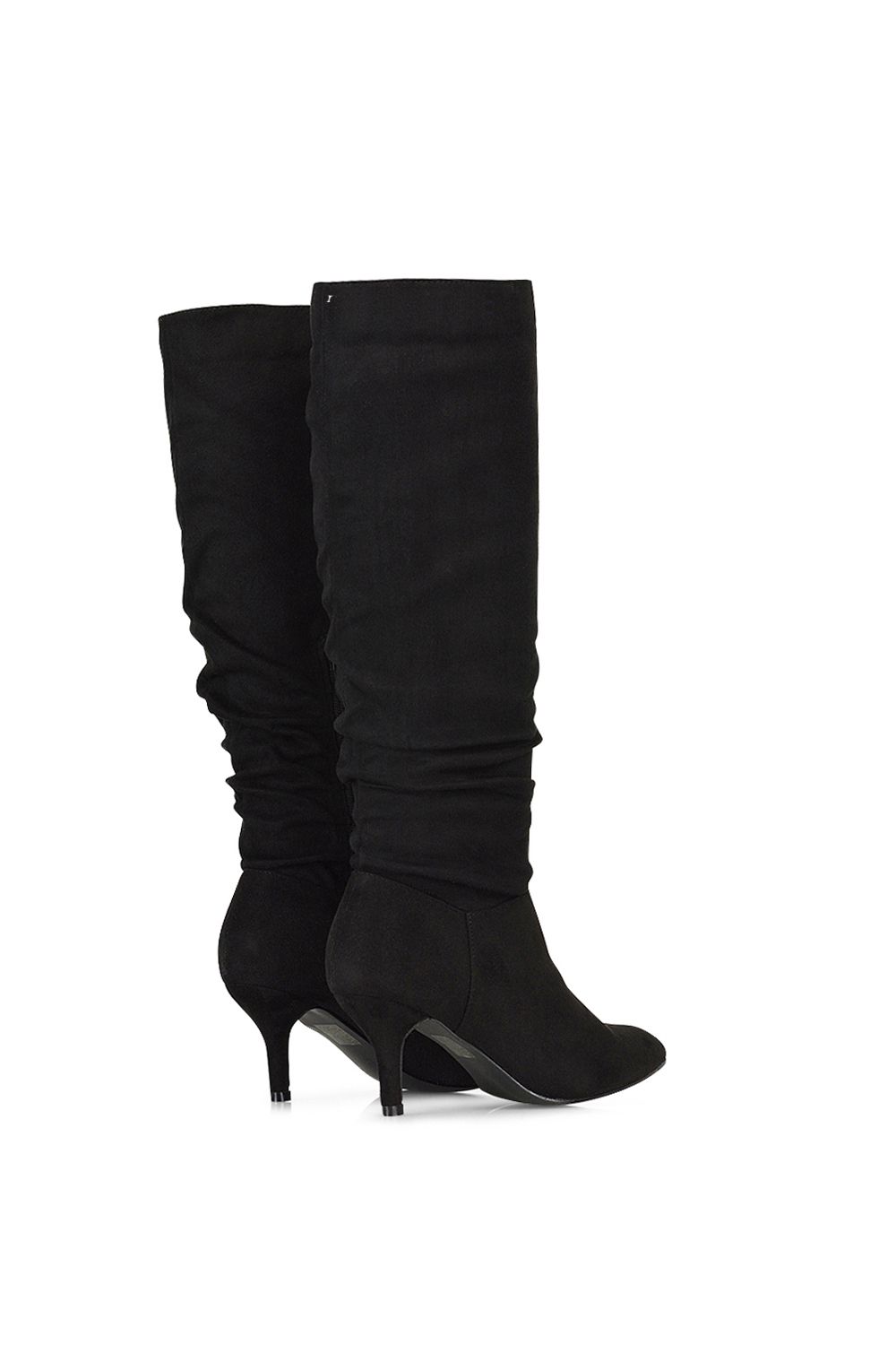 XY London 'Sian' Ruched Knee High Pointed Mid Stiletto Heel Boots image 3