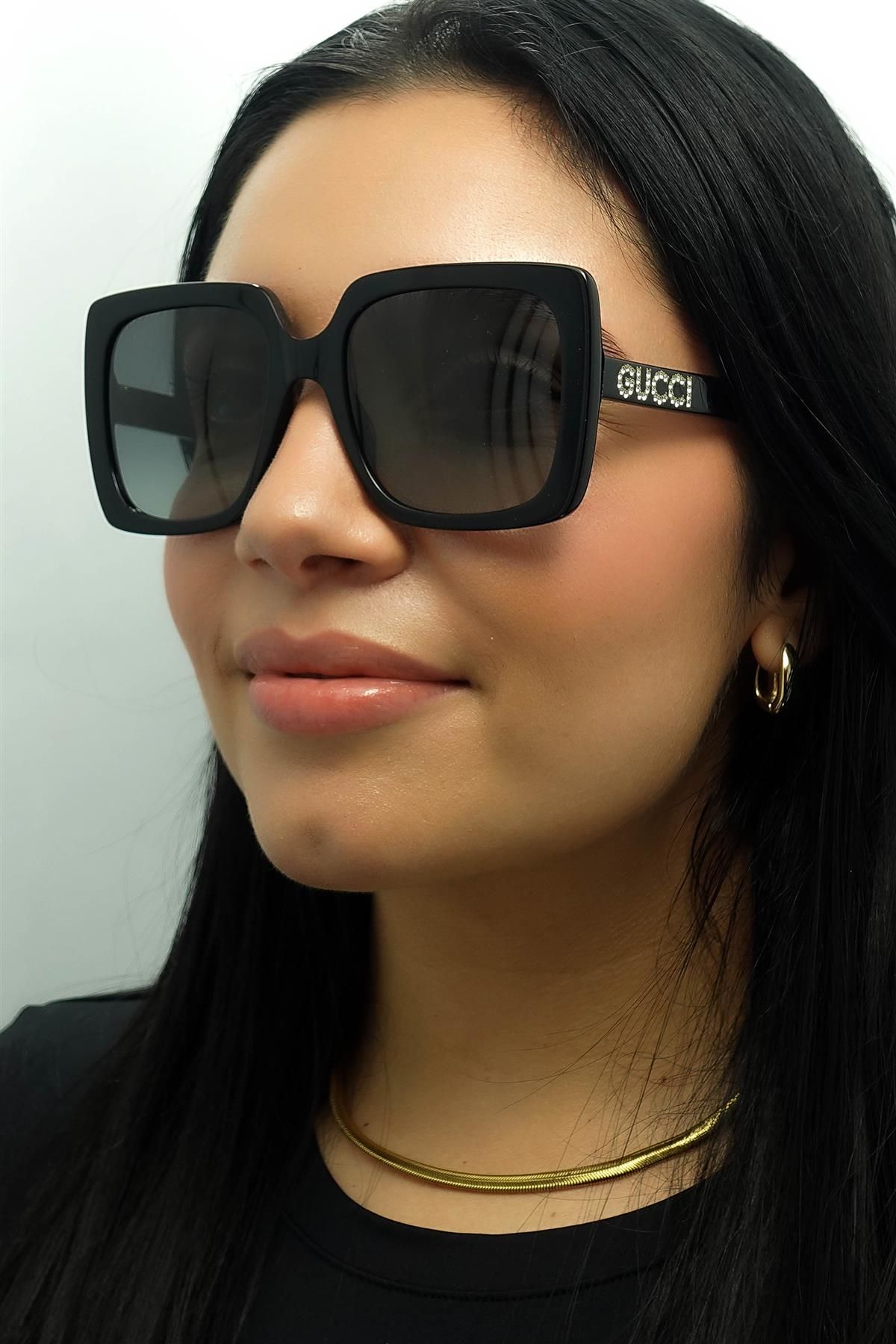 Gucci Square Black Grey Gradient Sunglasses image 5