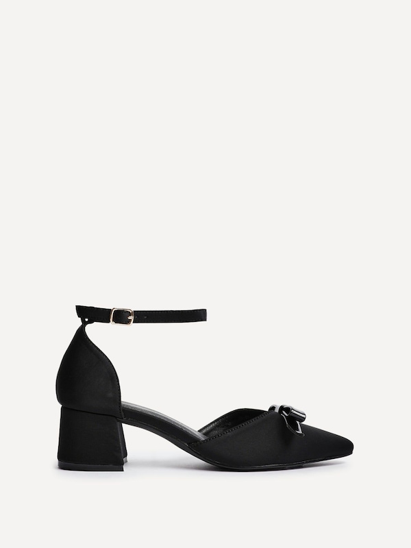 Linzi Orla Black Scuba Low Block Court Heel