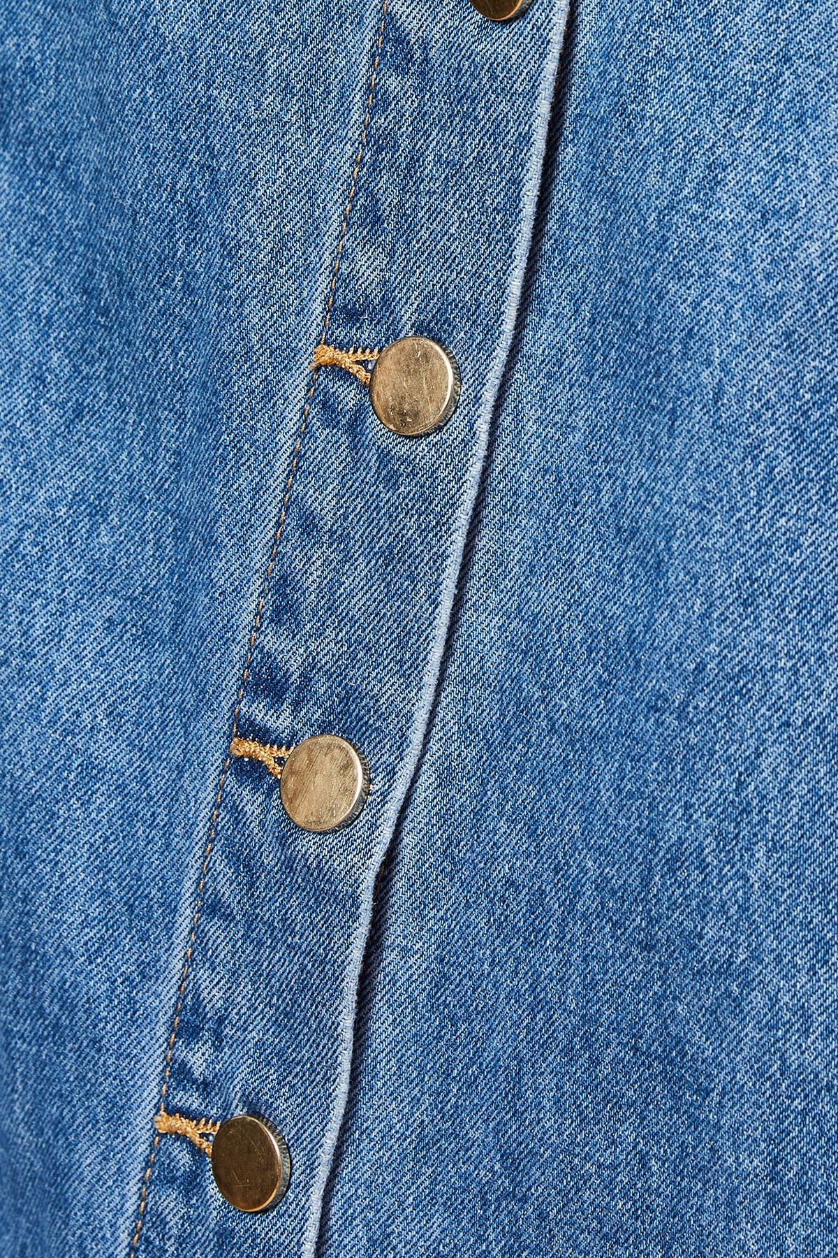 Oasis Denim Button Through Midi Skirt Mid Wash image 5