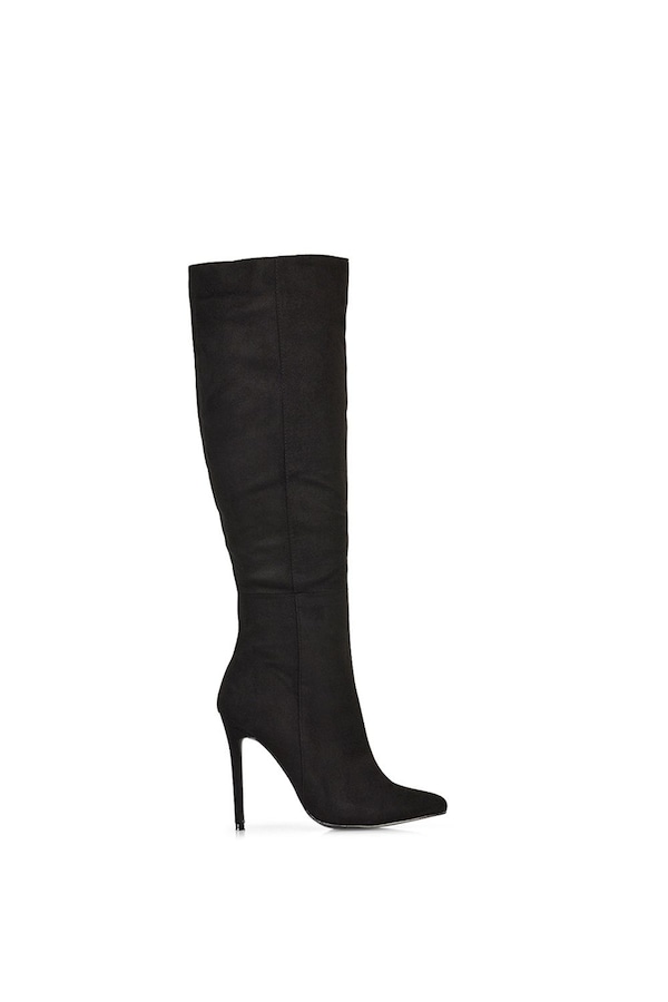 XY London 'Nora' Pointed Toe Zip Up Knee High Stiletto Heel Long Boots
