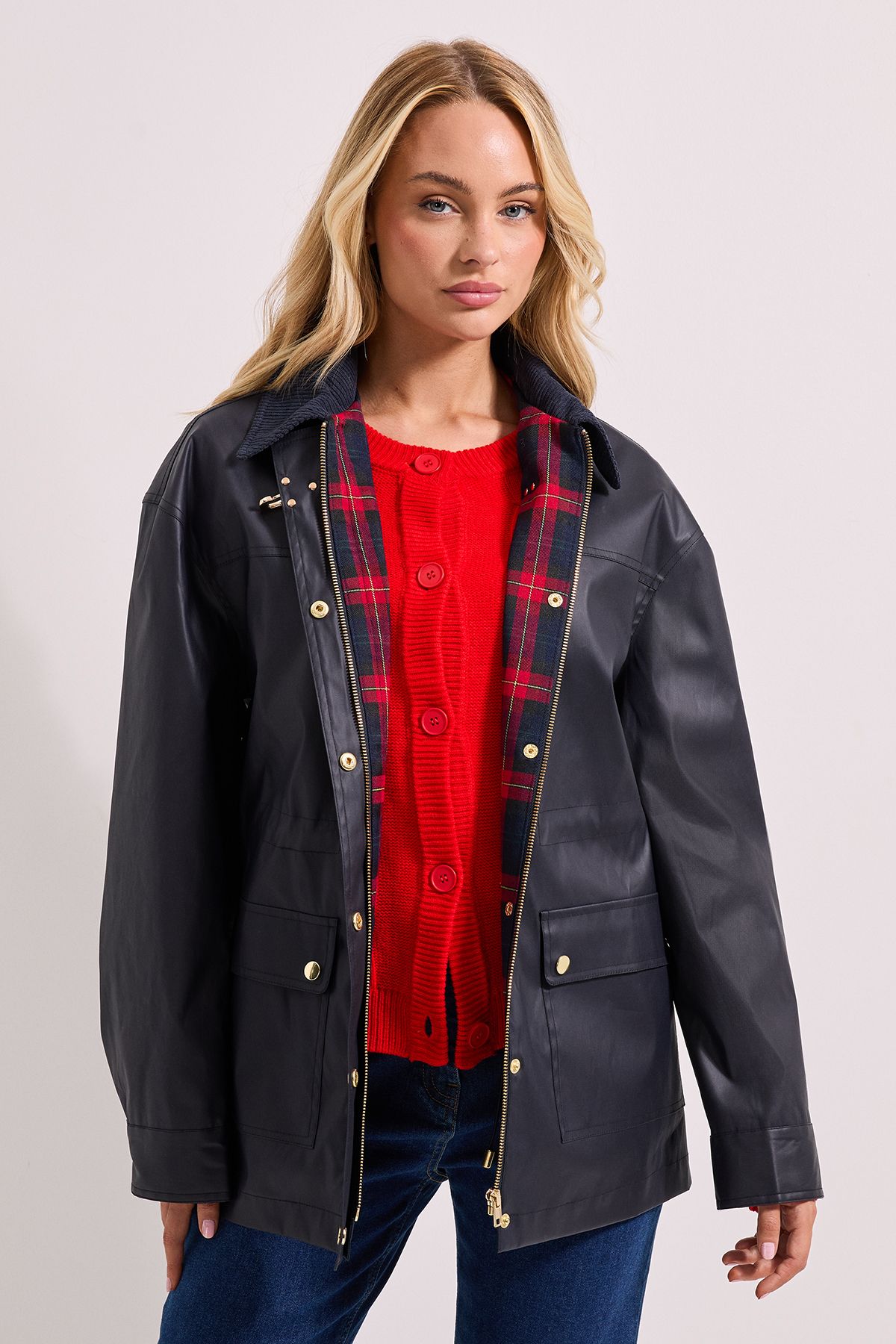 Dorothy Perkins Heritage Waxed Jacket Navy image 4