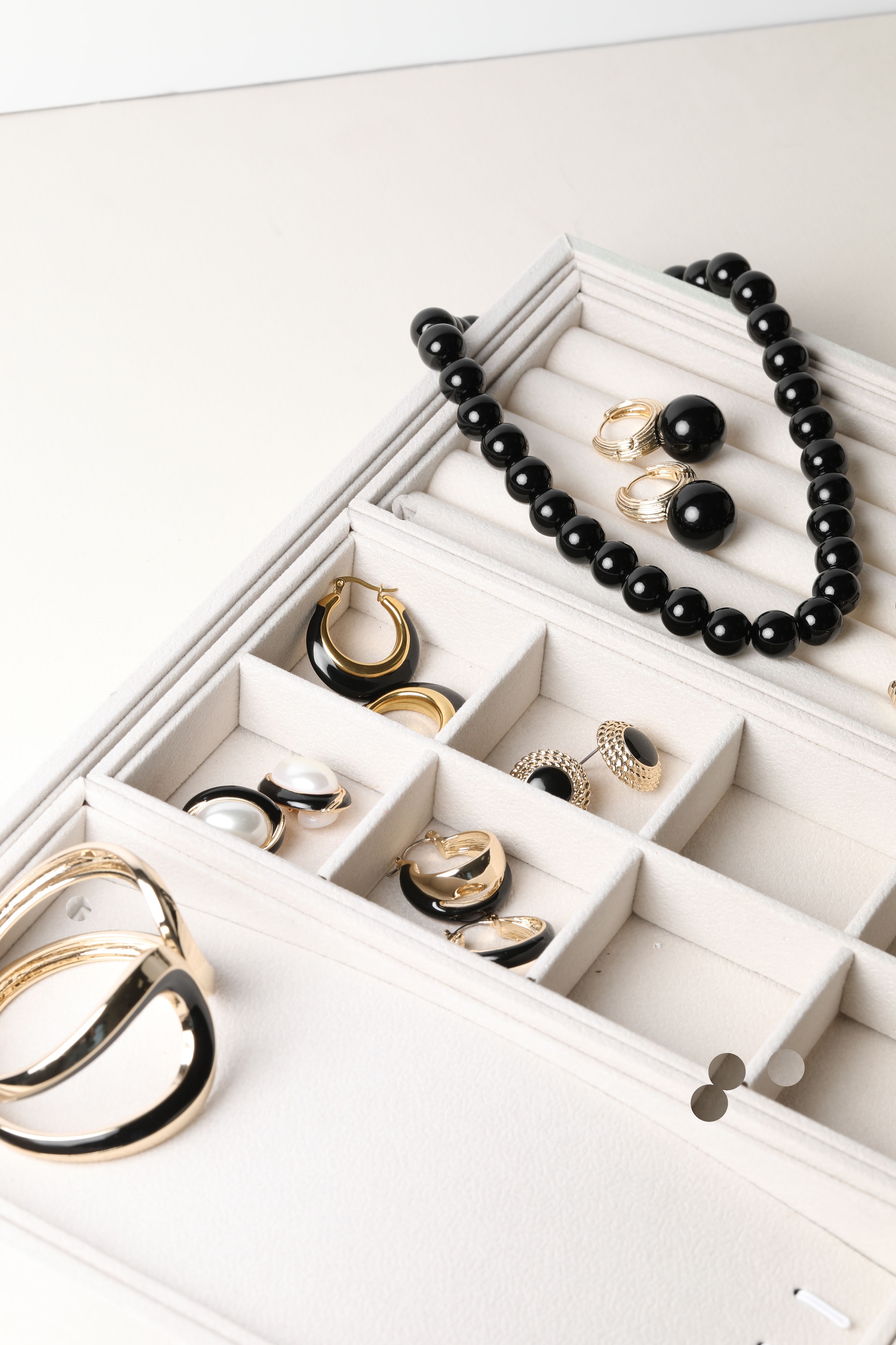 Jon Richard Gold Polished And Jet Enamel  Double Hoop Earrings image 5