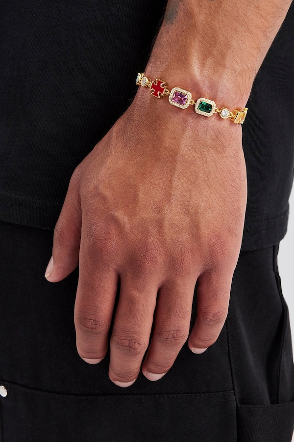 Cernucci Multi Gemstone Motif Bracelet - Gold - 10mm