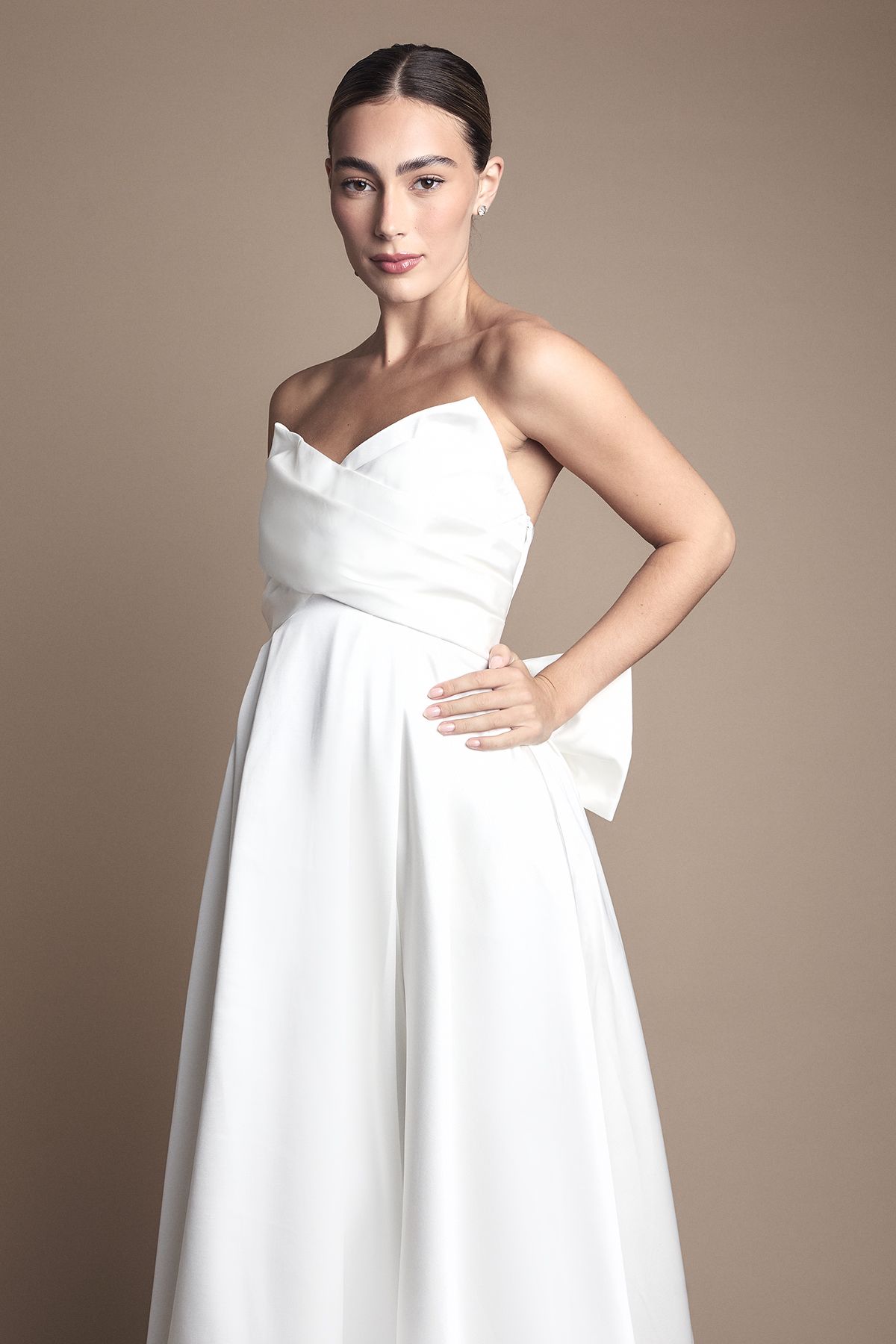 Coast Bandeau High Low Satin Wedding Dress Ivory image 2