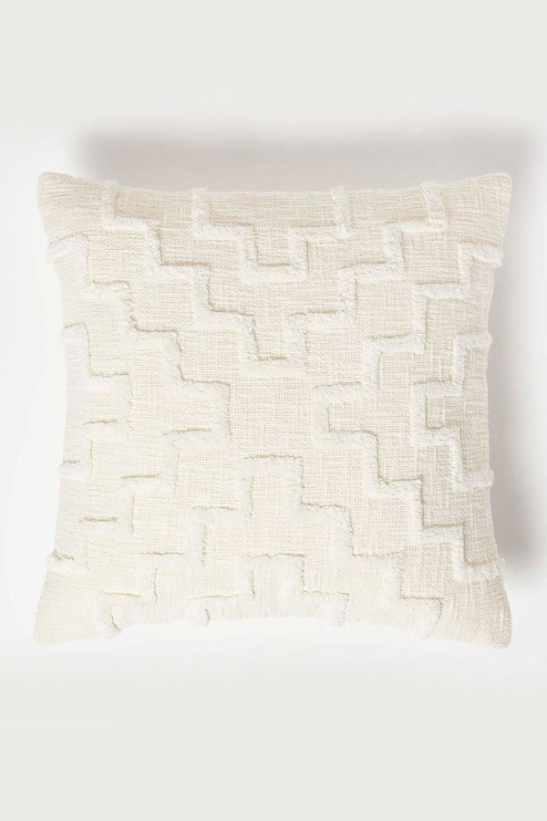 Homescapes Geometric Tufted Cotton Cushion