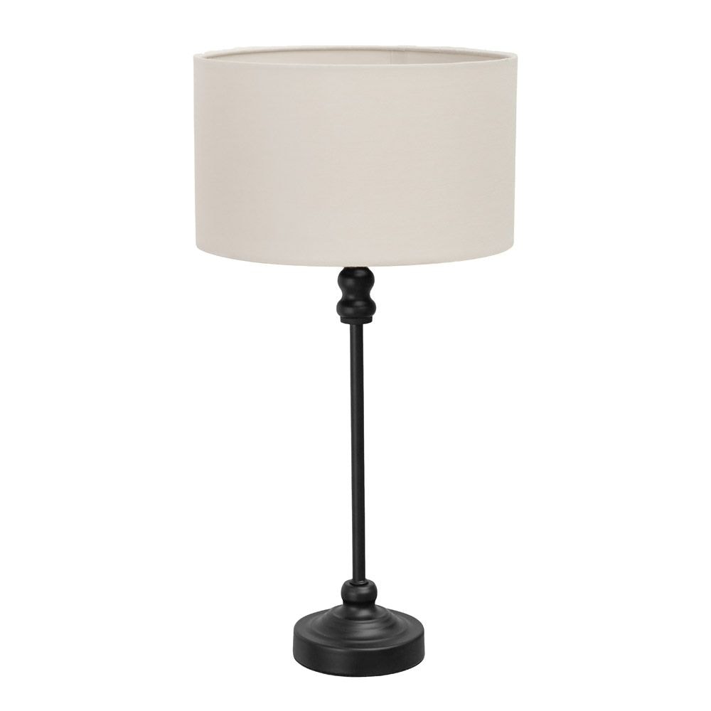 ValueLights Maggie Black Metal Candlestick Slim Table Lamp with Fabric Drum Lamp Shade image 2