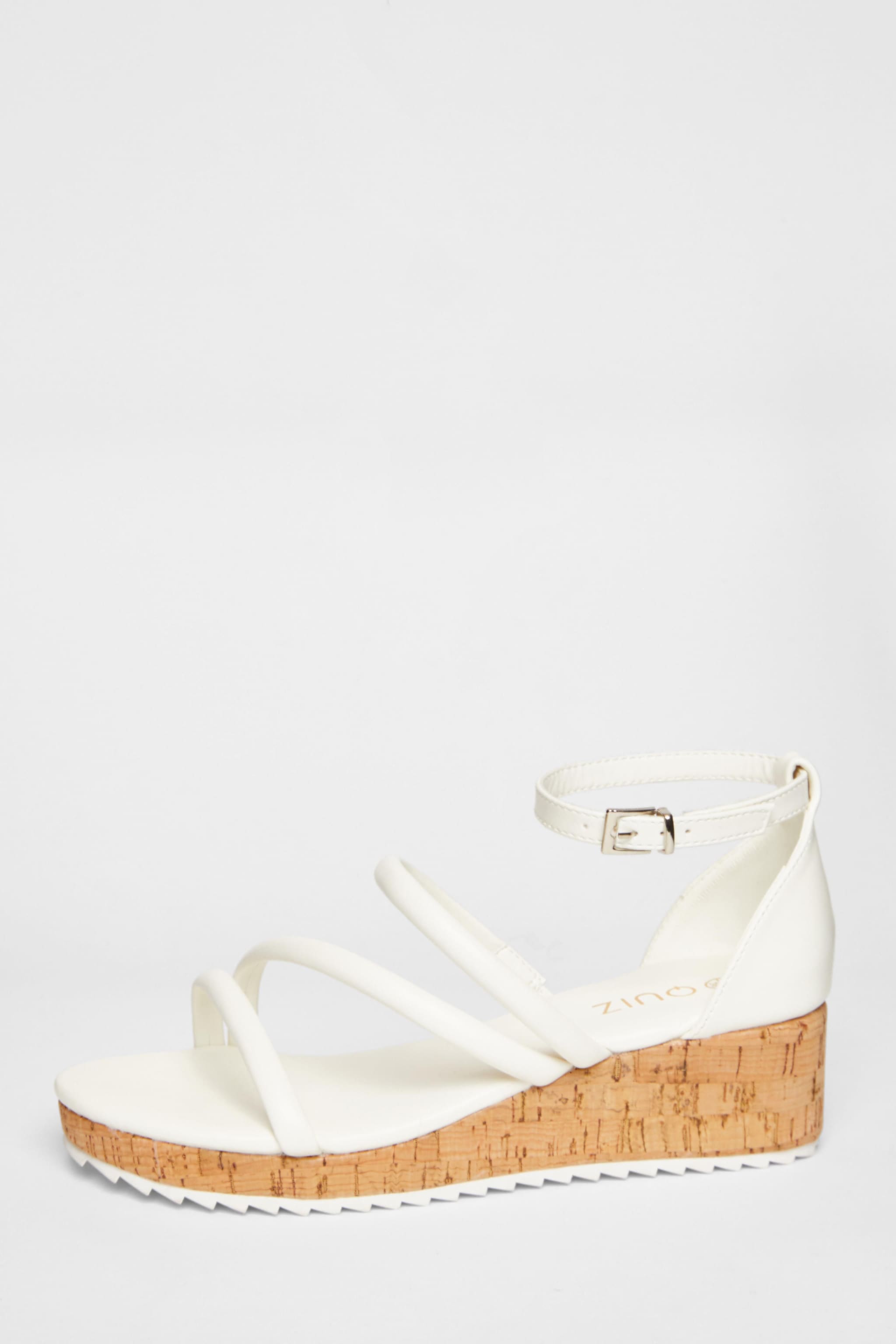 Quiz White Strappy Low Wedges image 3