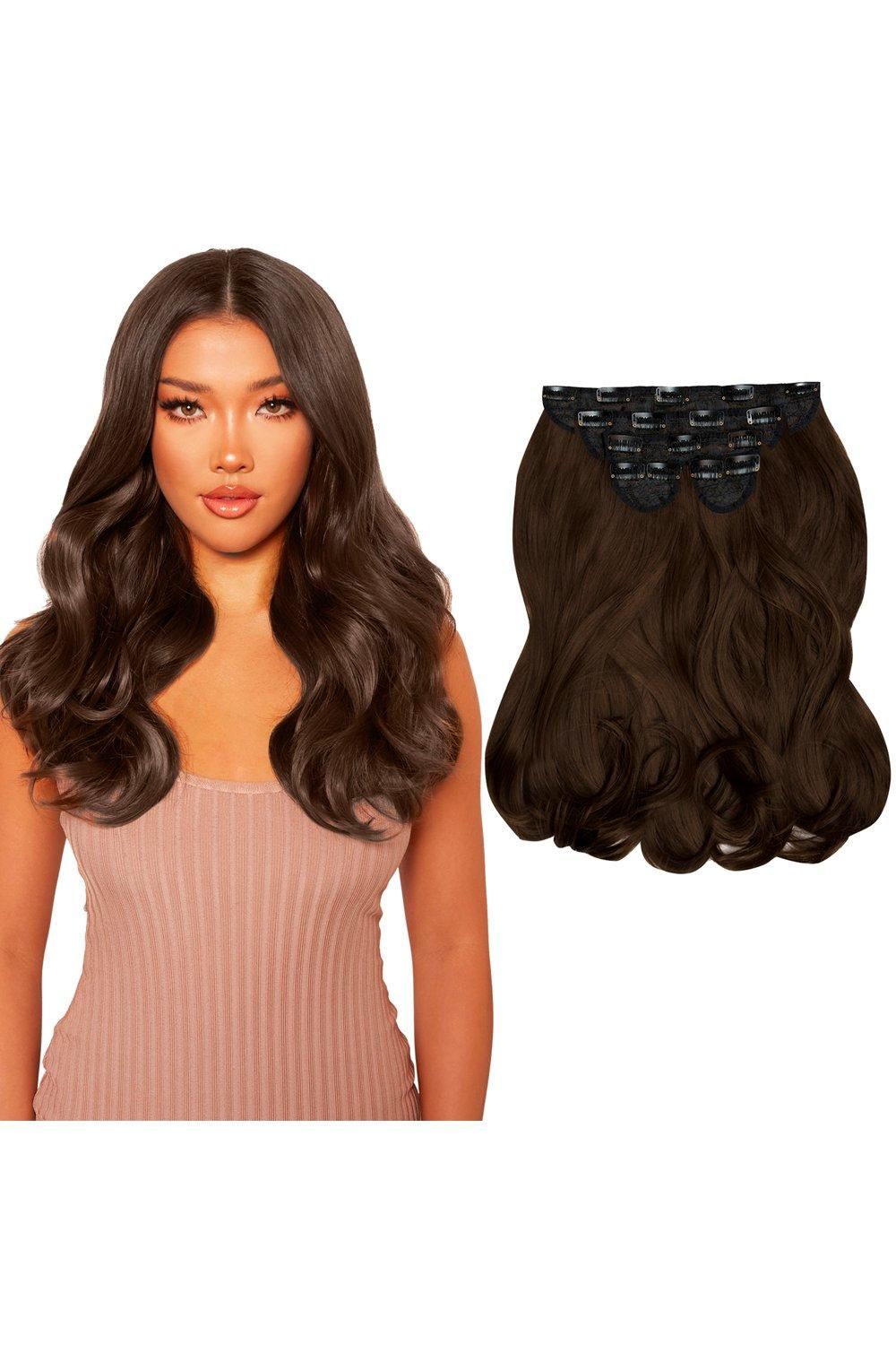 Lullabellz Super Thick 16" 5 Piece Blow Dry Wavy Clip In Extensions Choc Brown image 3