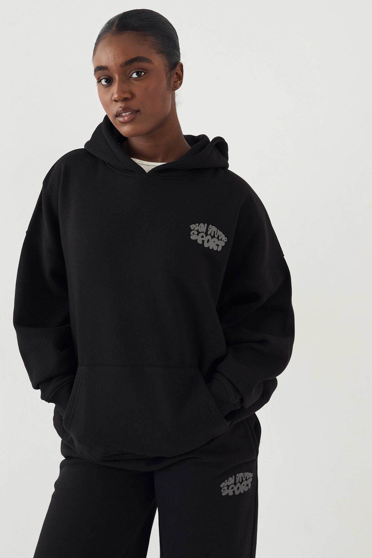 DSGN Studio DSGN Studio Sport Bubble Oversized Hoodie Black image 2