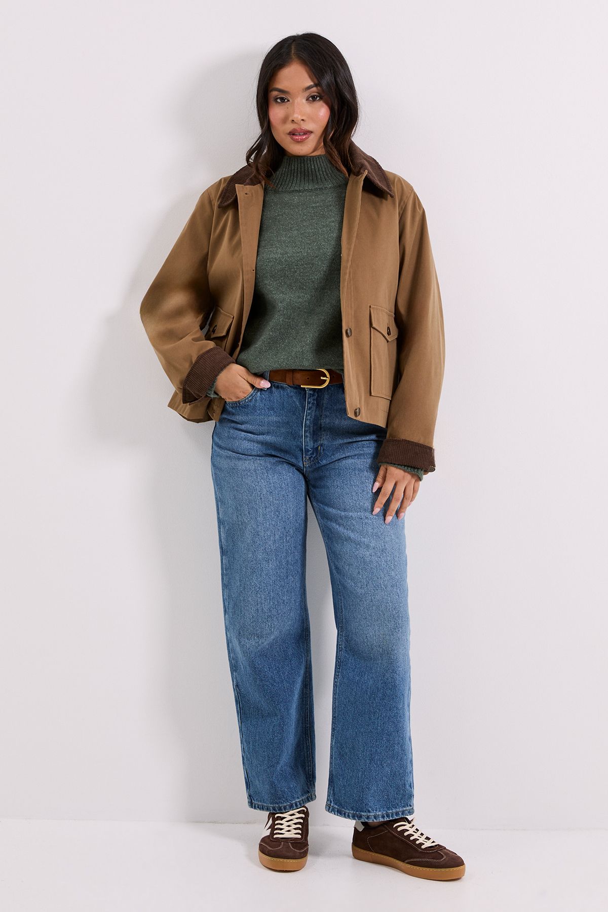 Dorothy Perkins Rib Funnel Neck Jumper Sage image 2