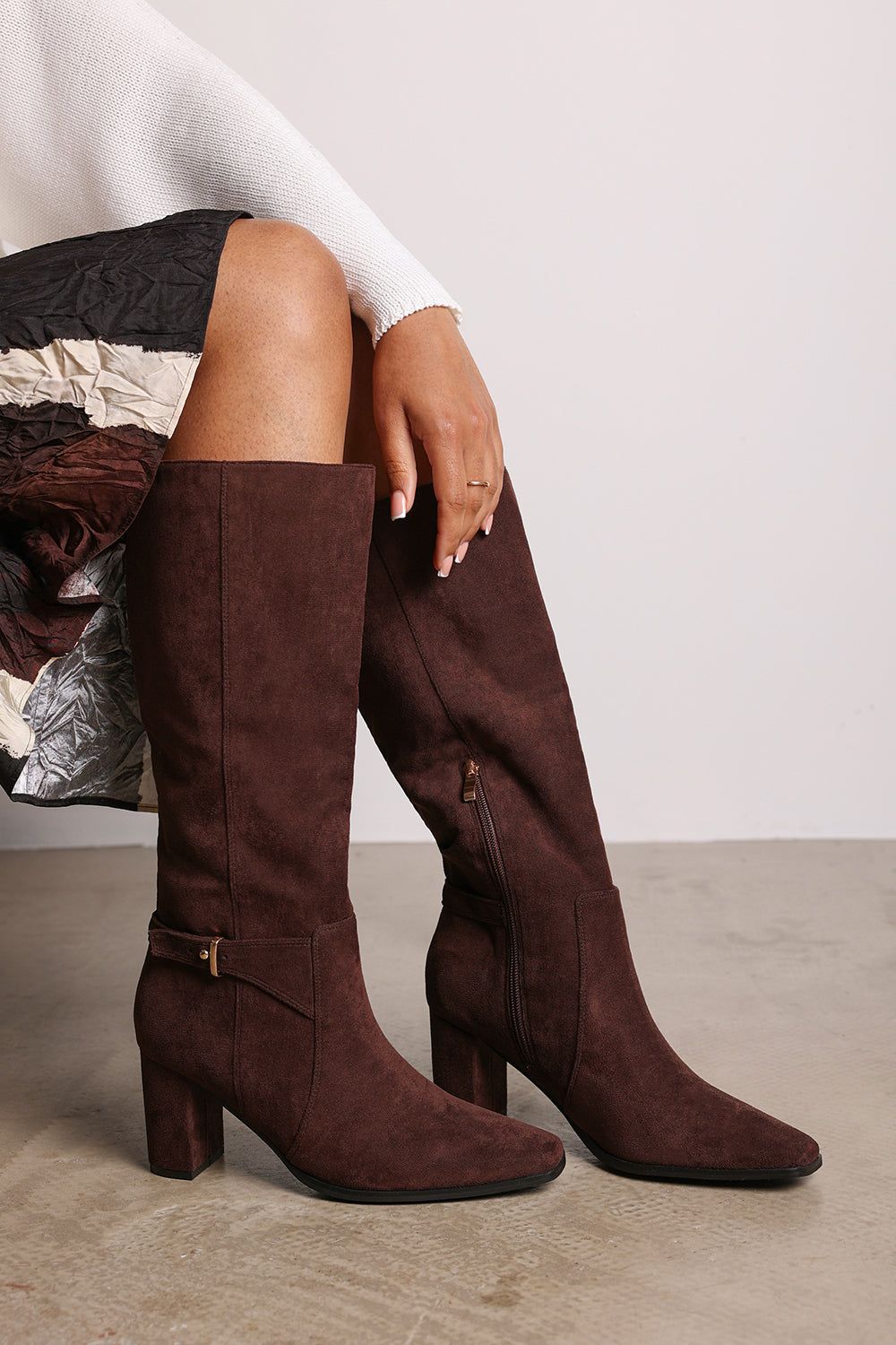 Where's That From 'Xenia' Knee High Heeled Boots With Side Zip image 1