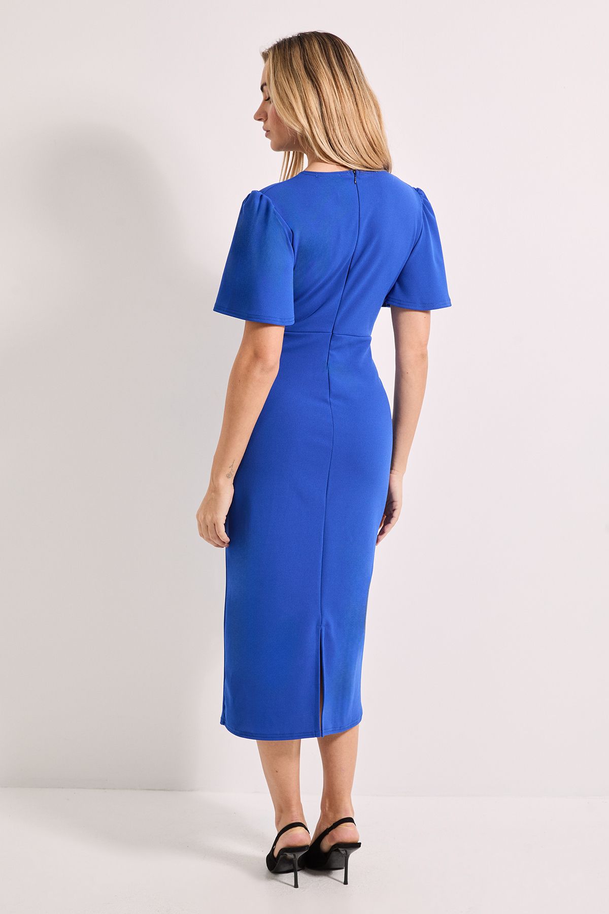 Dorothy Perkins Twist Front Angel Sleeve Pencil Dress Cobalt image 3