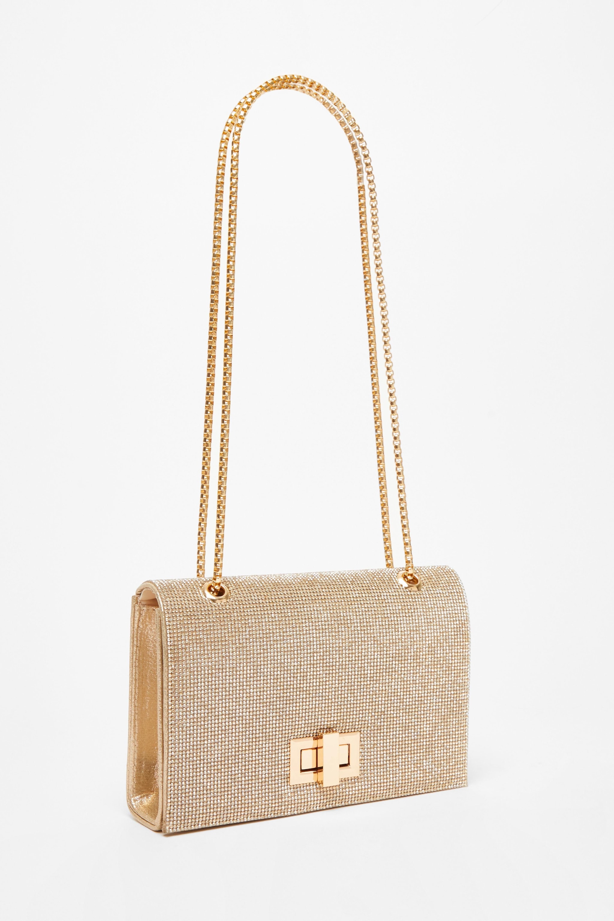 Quiz Gold Diamante Crossbody Bag image 1