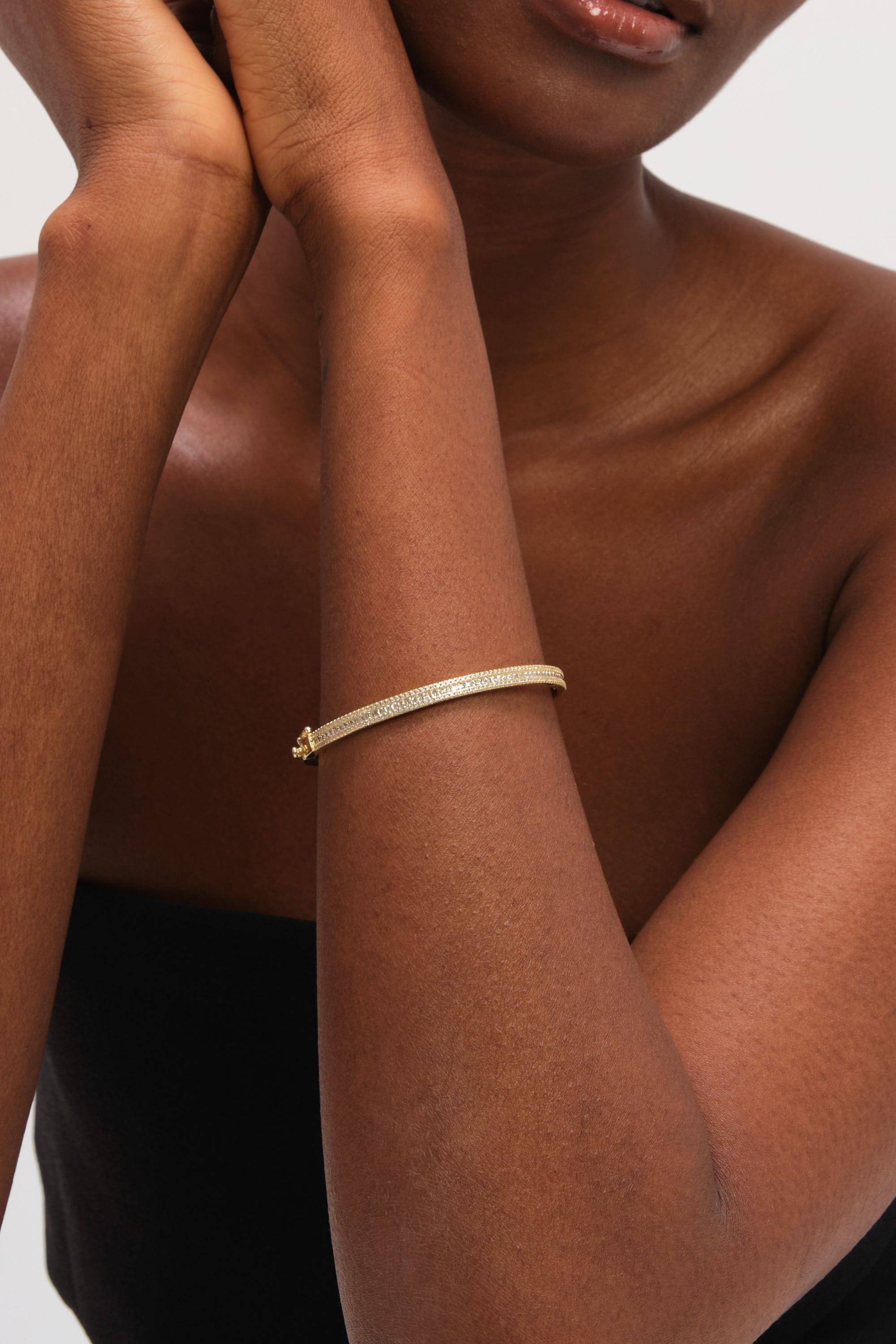 Jon Richard Gold Plated Cubic Zirconia Bangle image 2