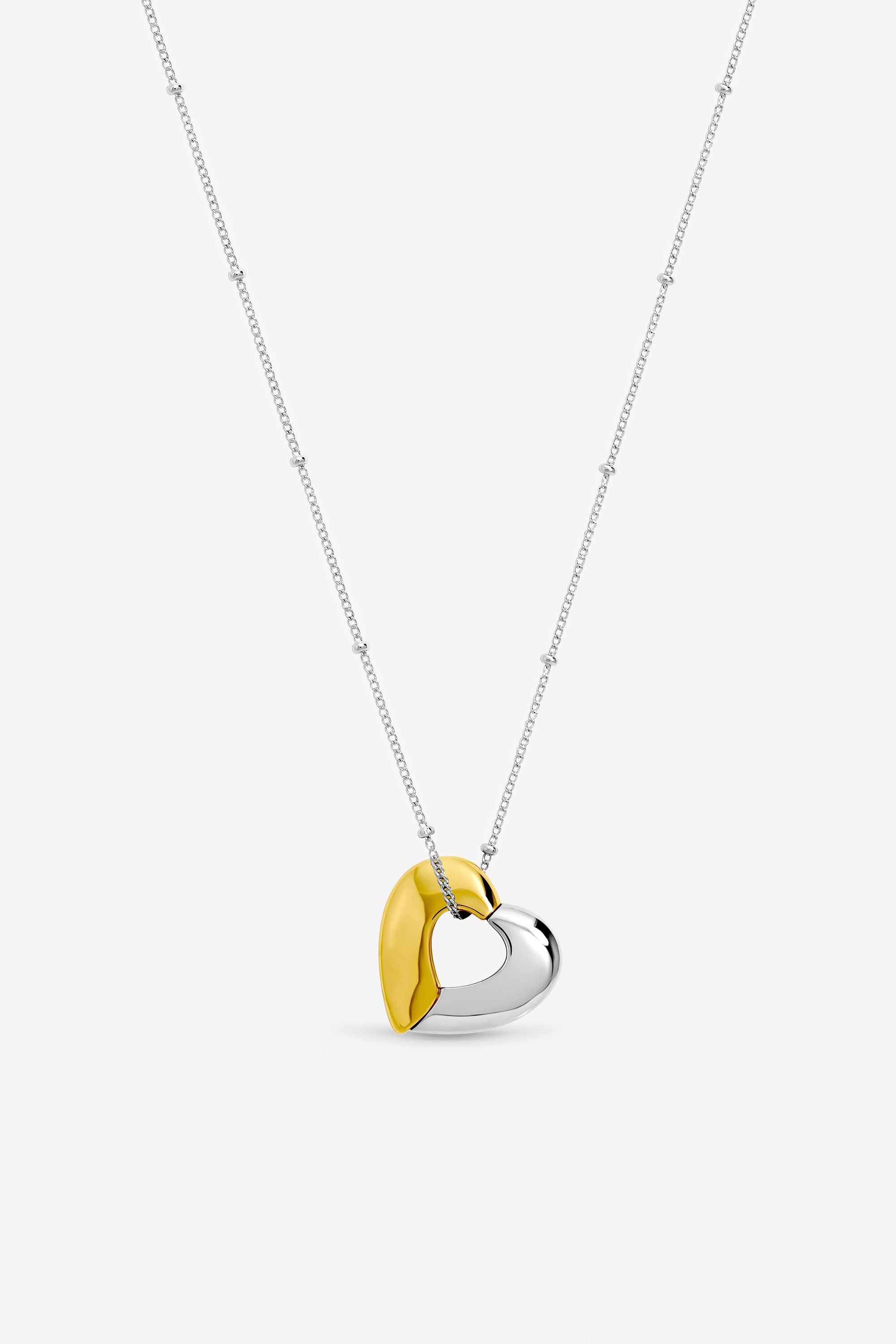 Inicio Sterling Silver Plated Two Tone Heart Necklace - Gift Pouch