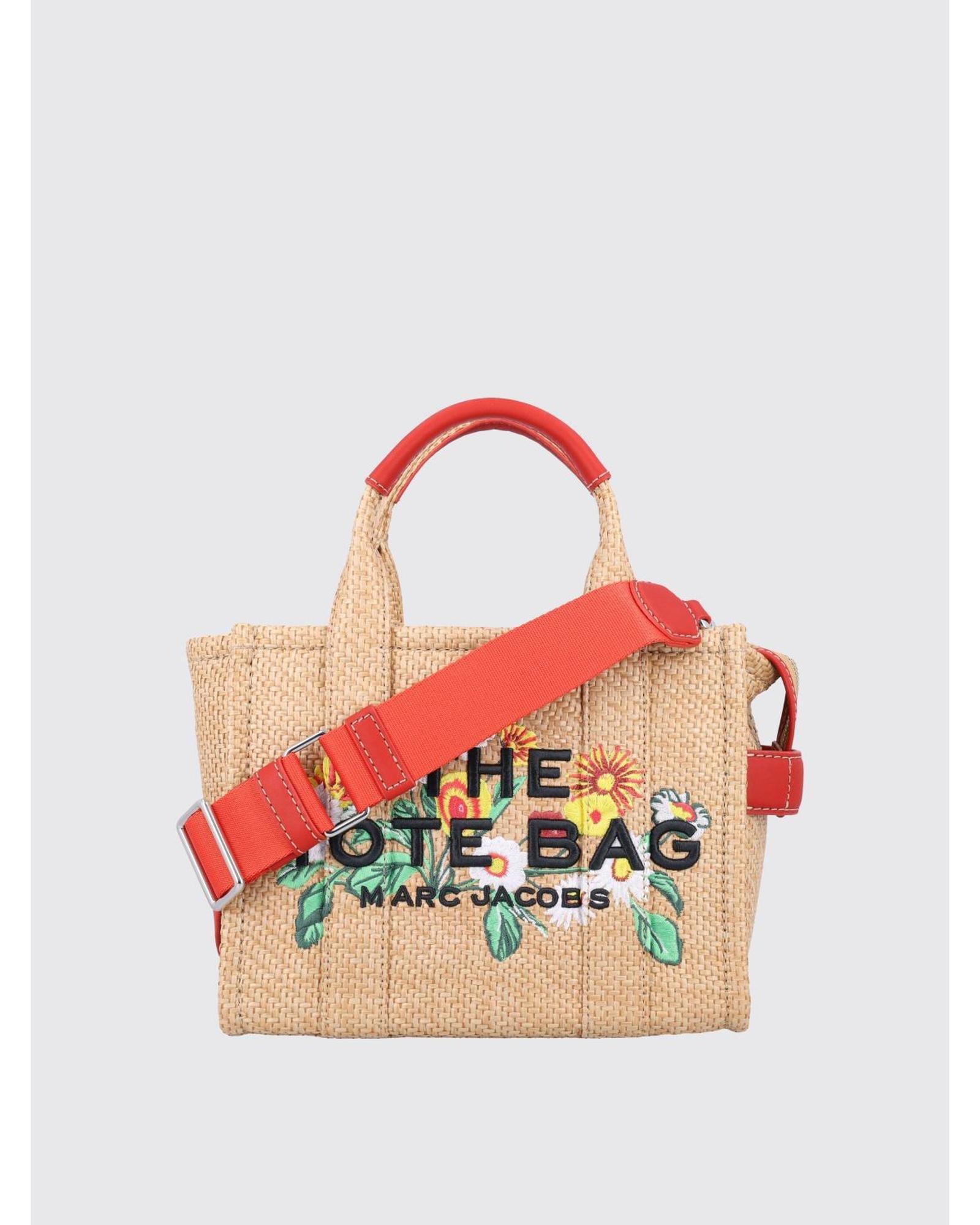 Marc Jacobs Floral Raffia Mini Tote Wo - Beige Handbags
