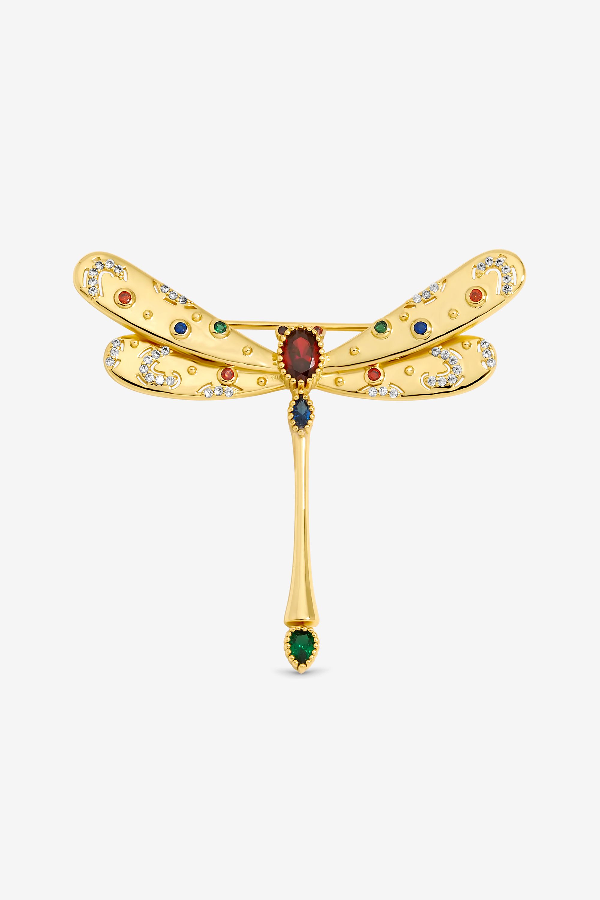 Jon Richard Gold Plated Crystal and Multi Coloured Dragonfly Brooch - Gift Box image 2