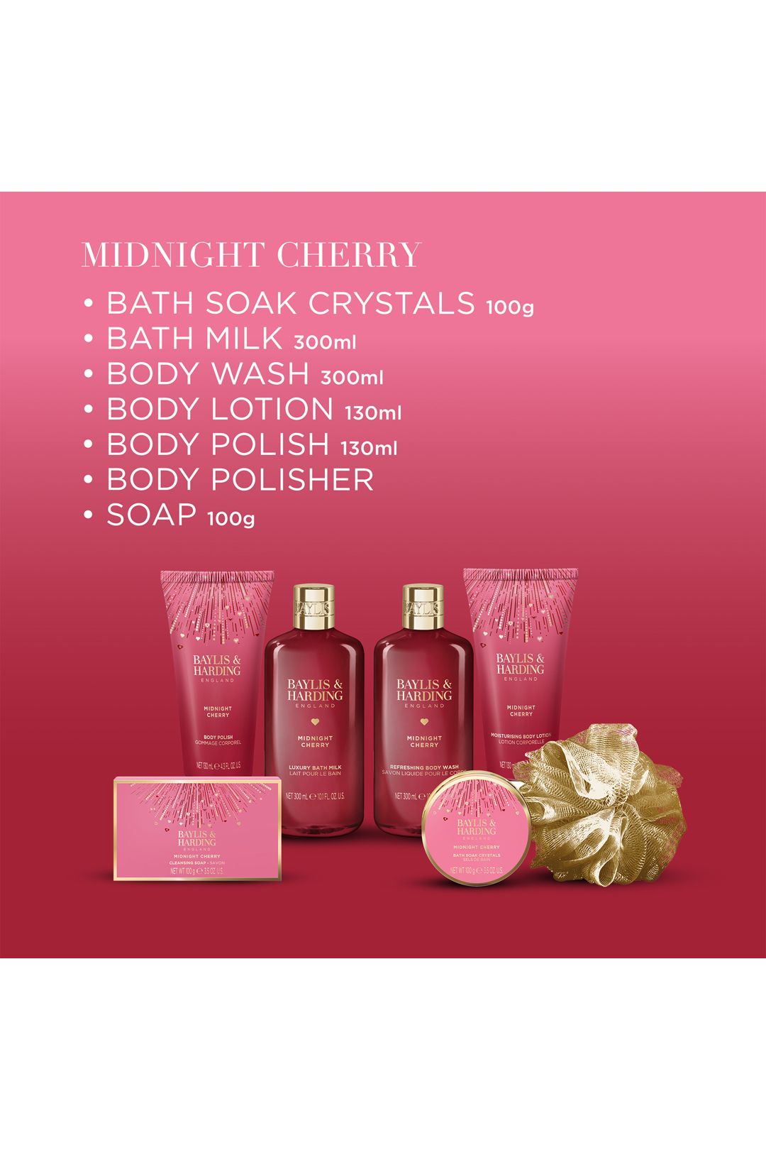 Baylis & Harding Midnight Cherry Luxury Pamper Gift Set Multi image 3