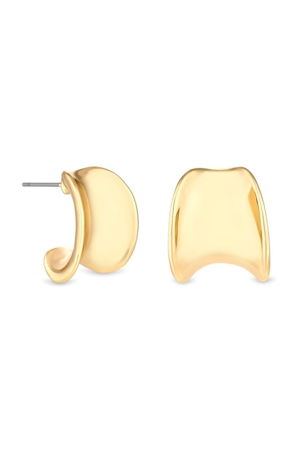 Jon Richard Recycled Gold Plated Polished Curved Earrings