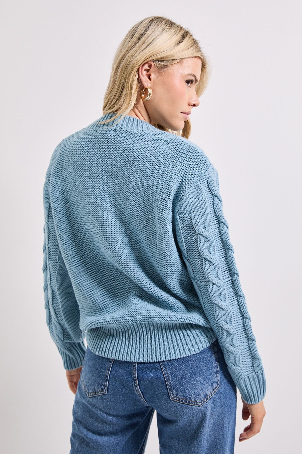 Dorothy Perkins Cable Knit Crew Neck Jumper Denim image 3