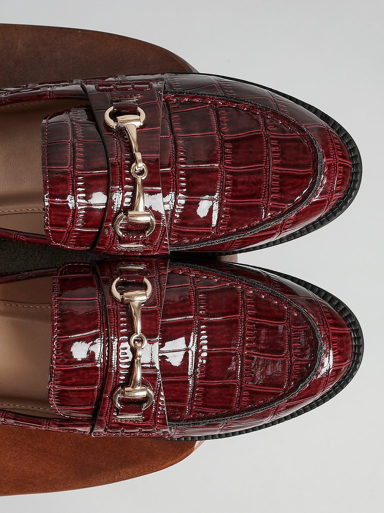Linzi Maison Burgundy Faux Croc Patent Leather Loafers image 2