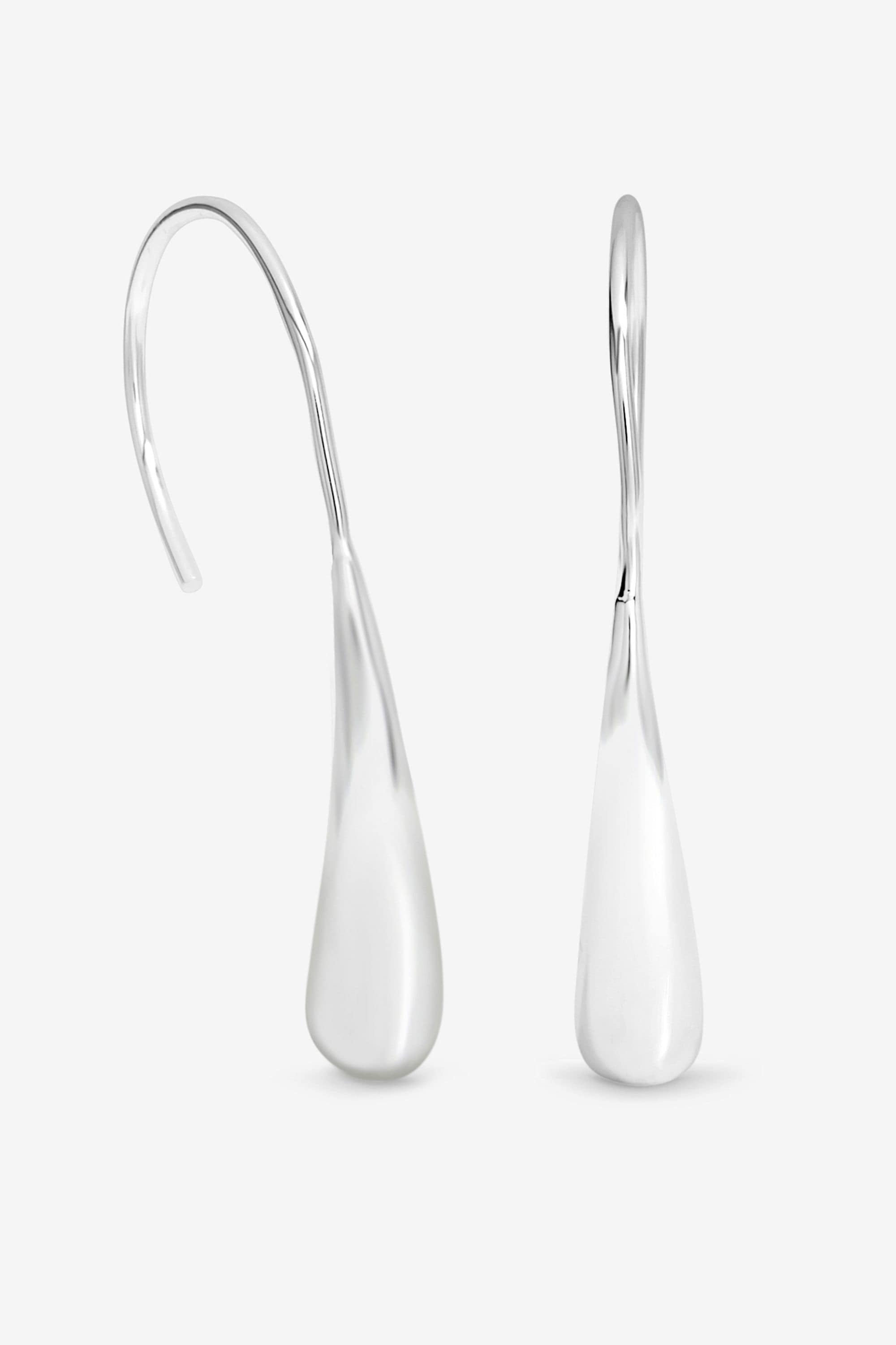 Simply Silver Sterling Silver 925 Polished Fluid Fishook Drop Earrings image 1