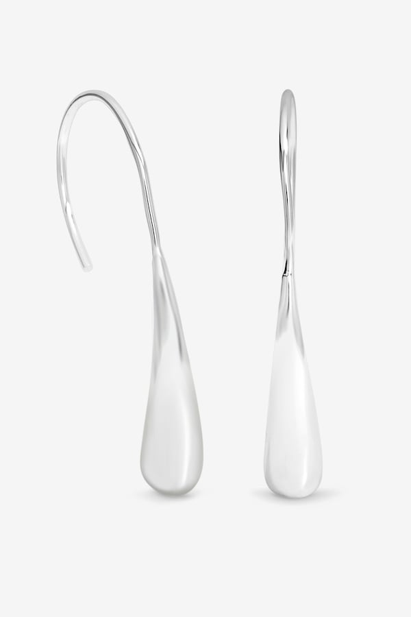 Simply Silver Sterling Silver 925 Polished Fluid Fishook Drop Earrings