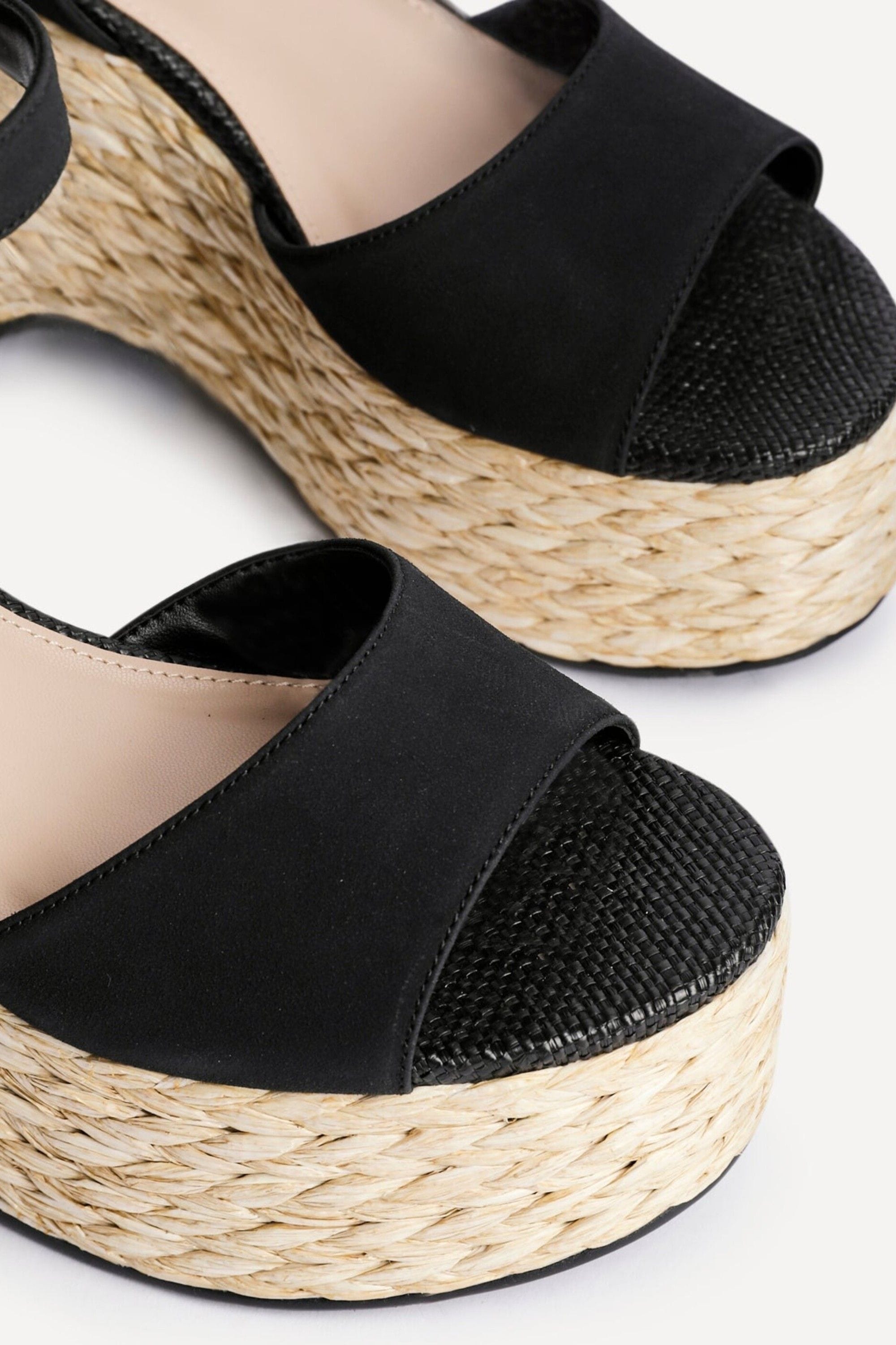 Linzi Pacific Black Faux Suede Espadrille Platform Wedge image 5