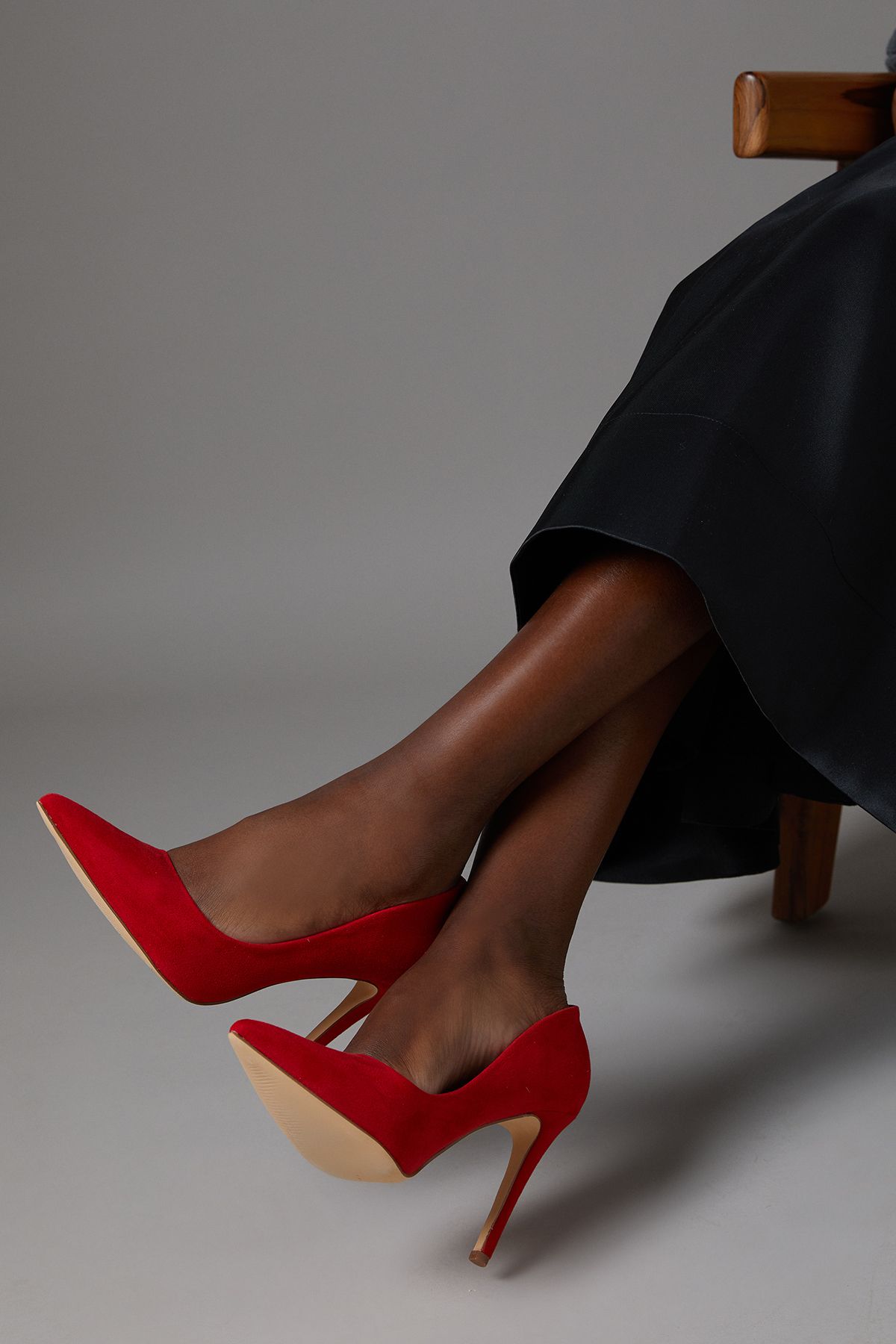 Coast Zorana Faux Suede High Stiletto Heel Court Shoes Red image 1