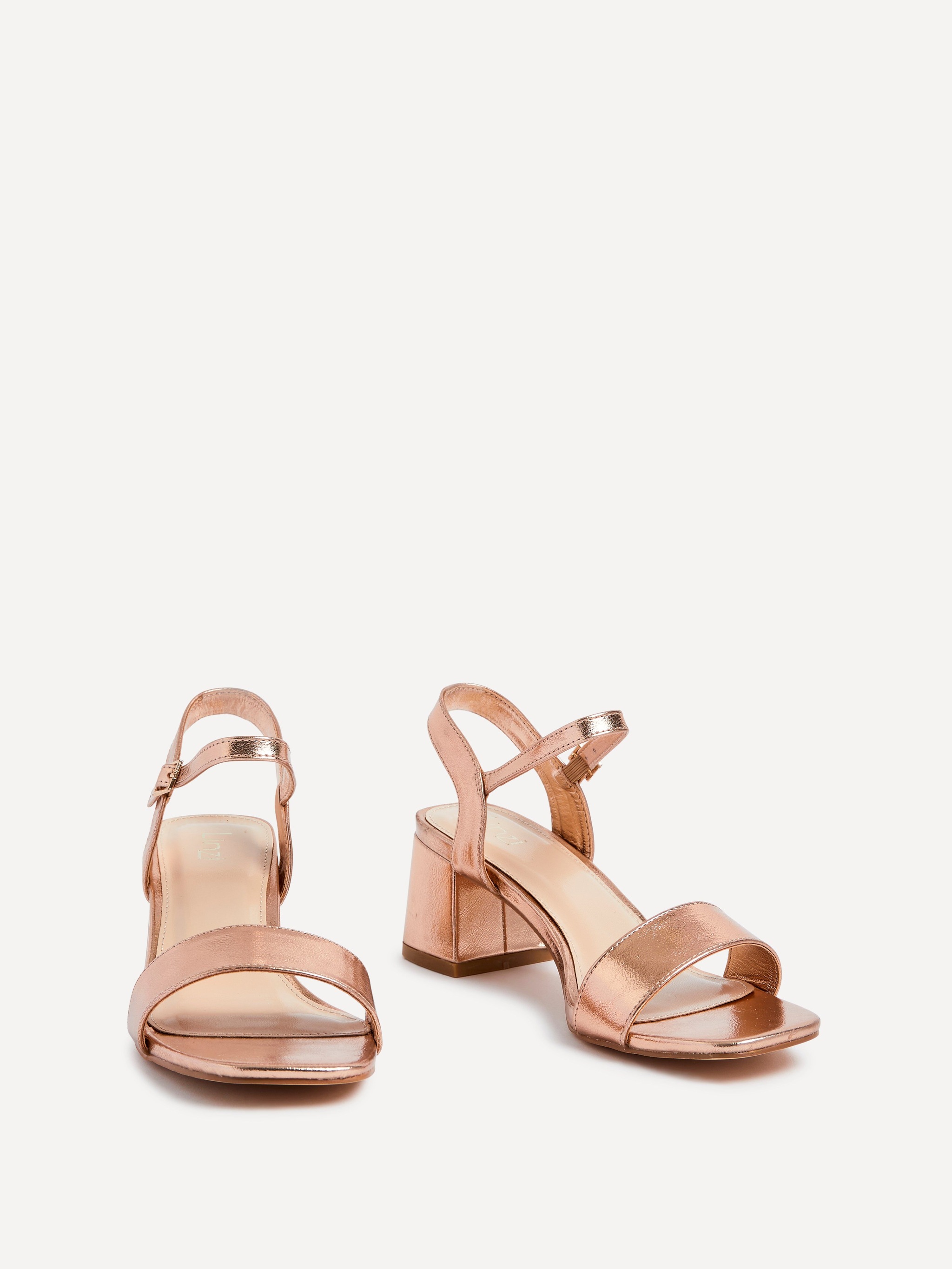 Linzi Darcie Rose Gold Faux Leather Low Chunky Block Heeled Sandal image 3