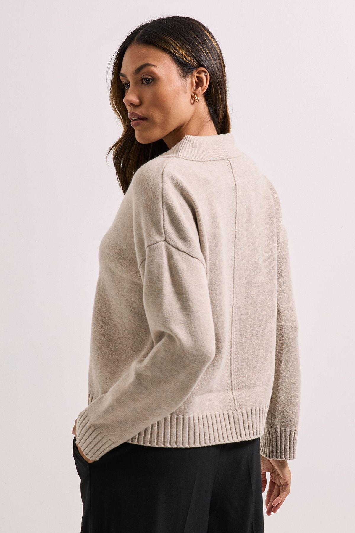 Dorothy Perkins Polo Collared Jumper Oatmeal image 3