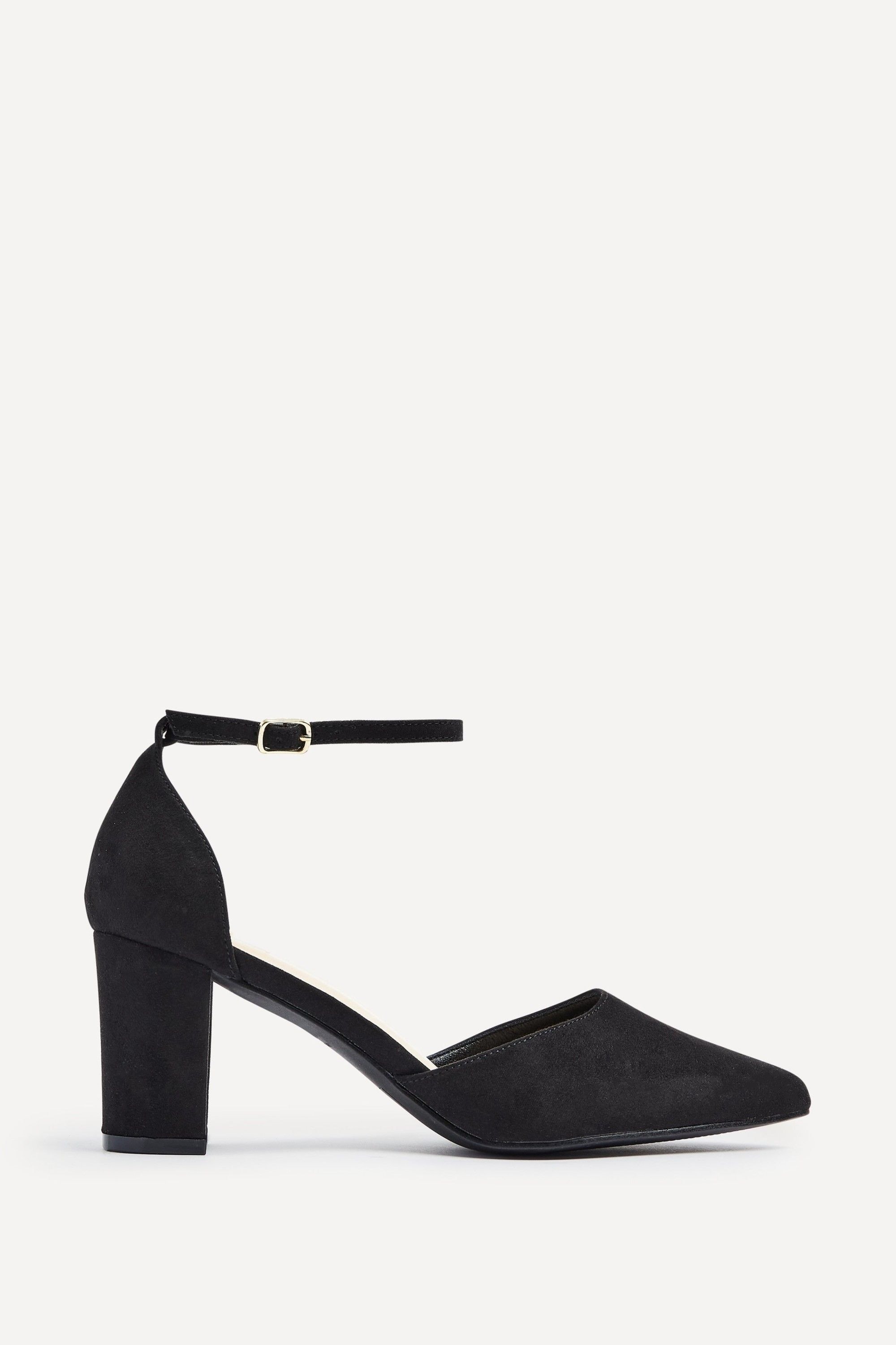 Linzi Audley Wide Fit Black Faux Suede Court Shoe