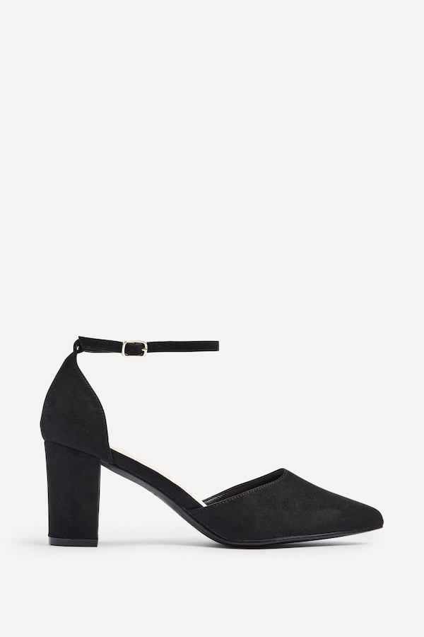 Linzi Audley Wide Fit Black Faux Suede Court Shoe