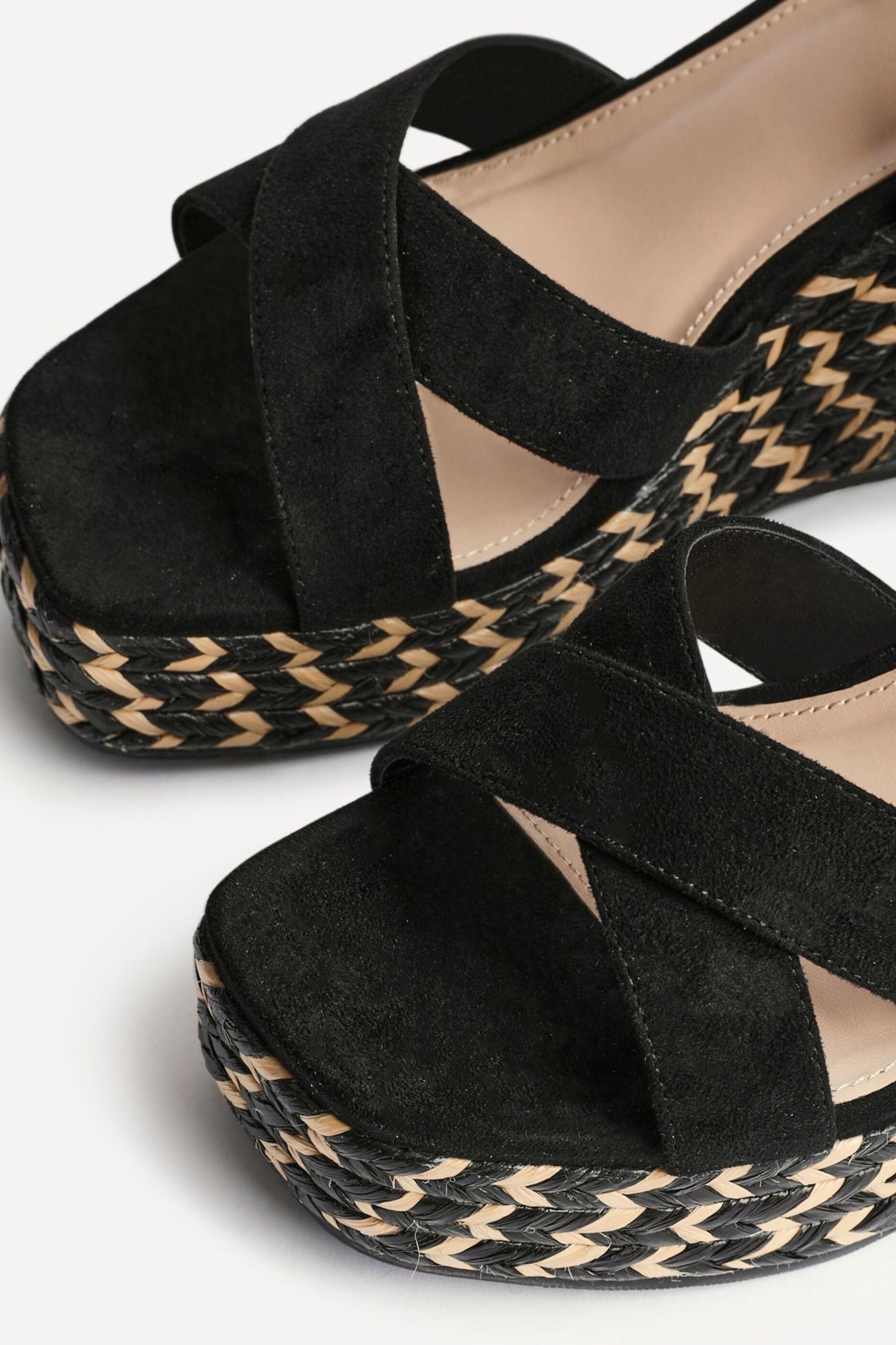 Linzi Leonie Black Faux Suede Braided Wedge image 5