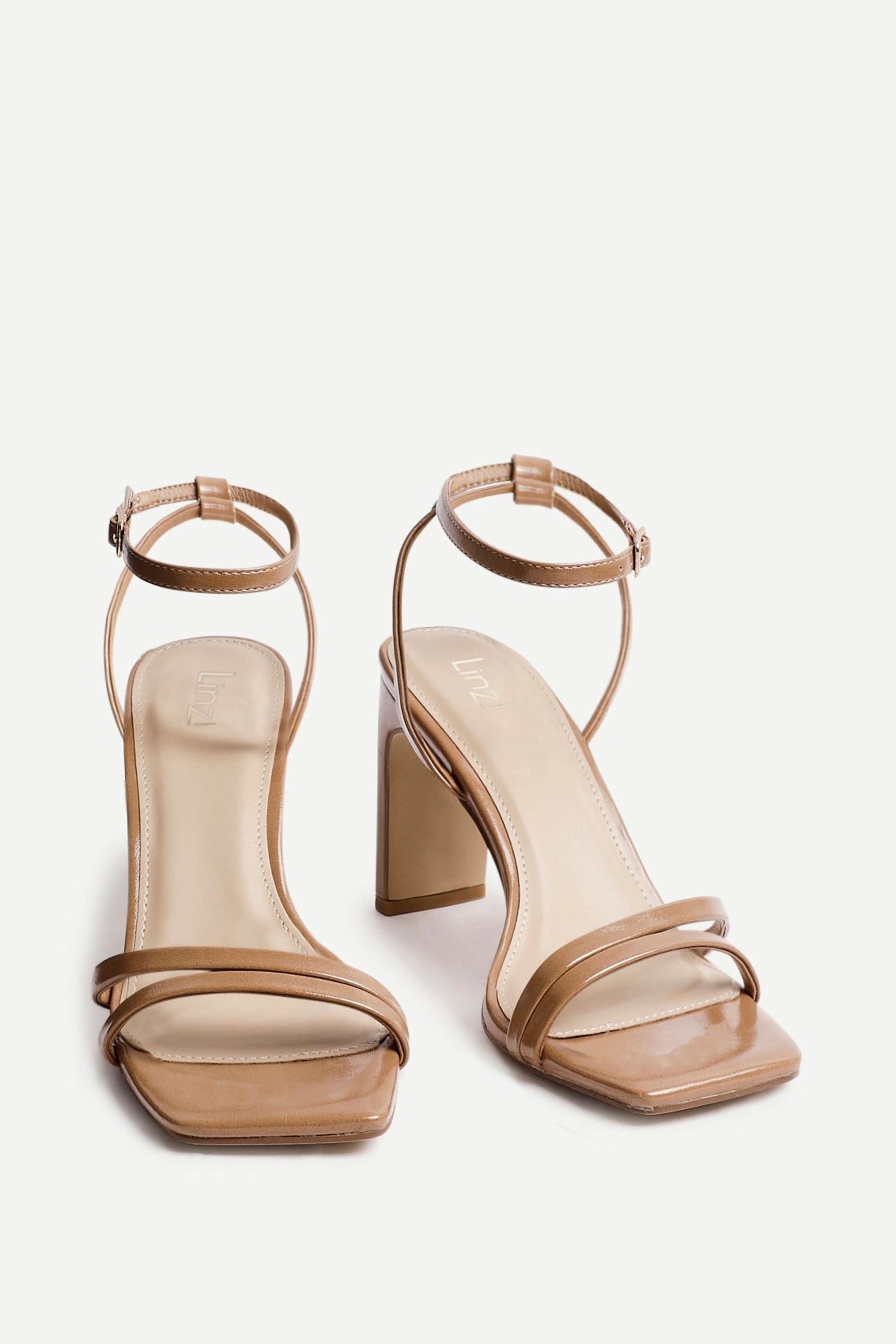 Linzi Gesture Deep Nude Faux Leather Strappy High Heel image 3