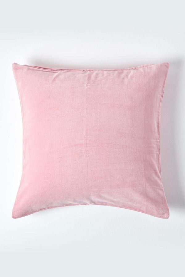 Homescapes Velvet Cushion Cover 100% Cotton, Soft & Machine Washable