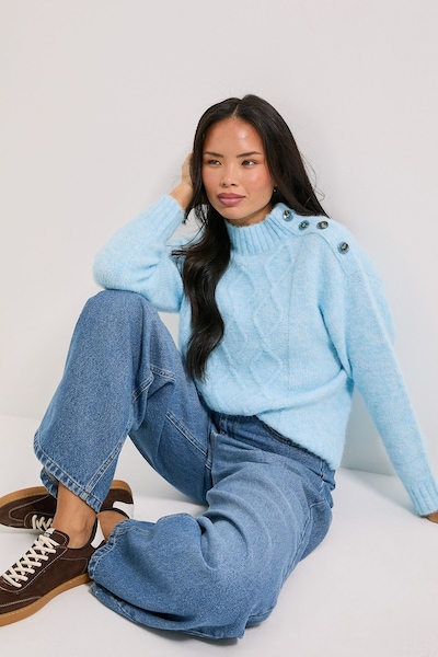 Dorothy Perkins Pale Blue Cable Button Detail Jumper Blue