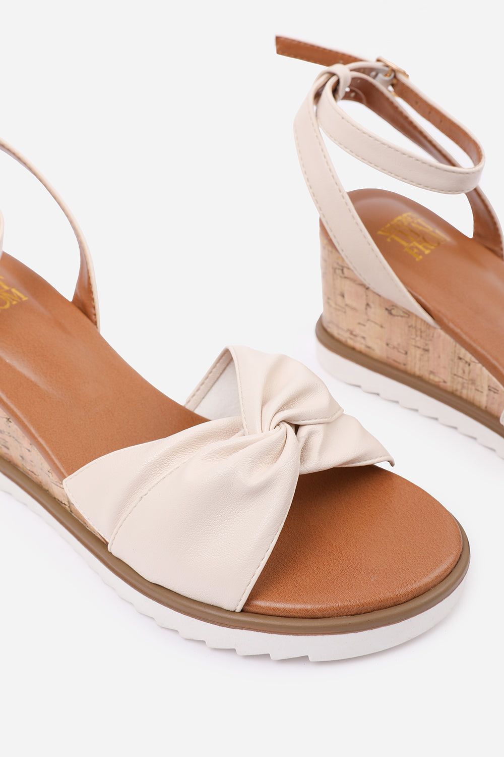 Where's That From 'Qween' Knot Detail Wedge Shoes With Buckle Ankle Strap image 4