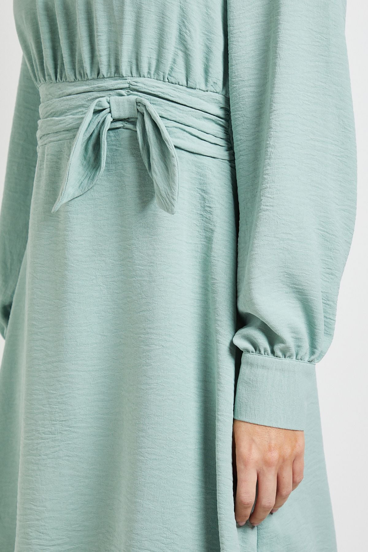 Dorothy Perkins Bow Waist Long Sleeve Mini Dress Sage image 5