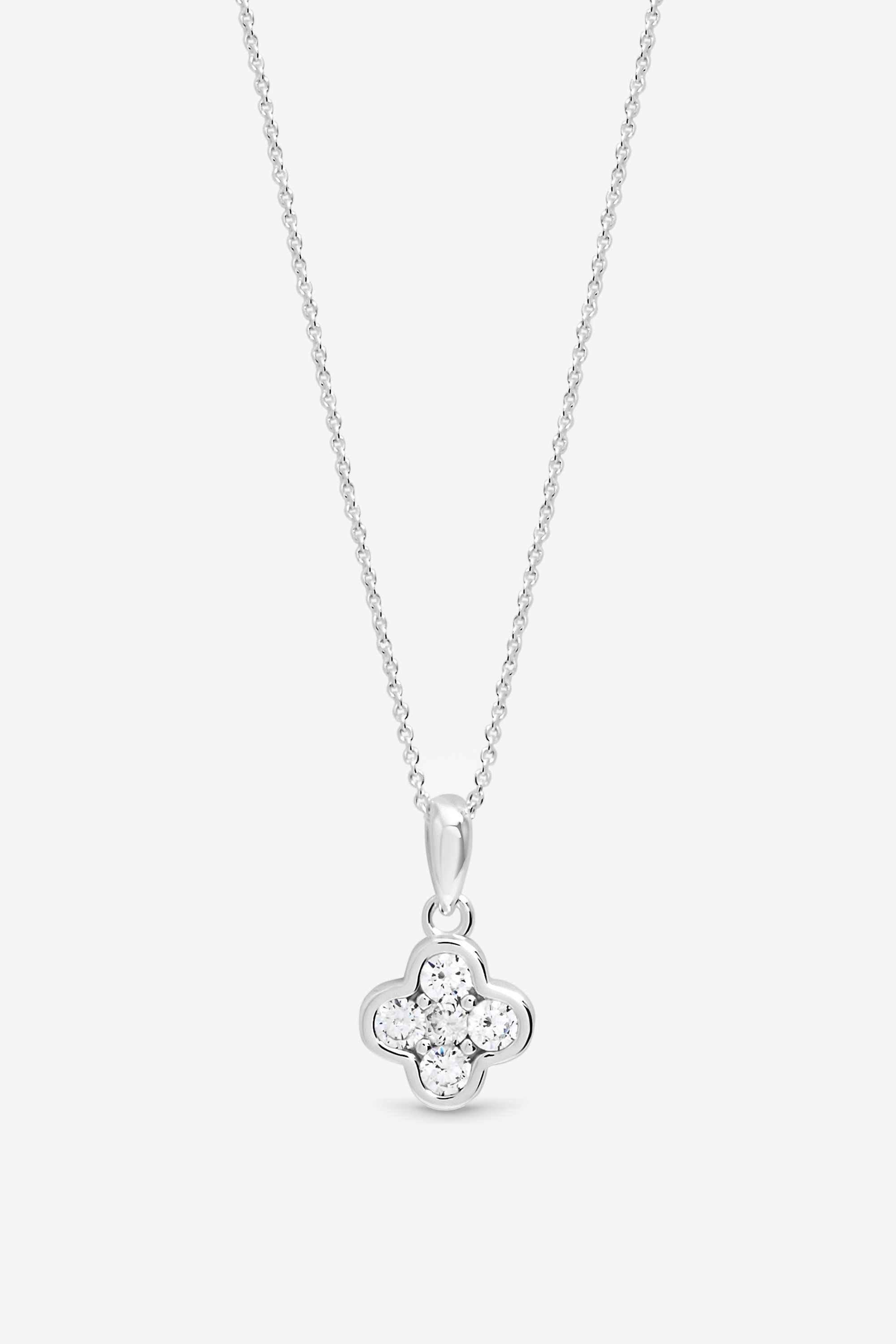 Simply Silver Sterling Silver 925 Cubic Zirconia Clover Pendant - Gift Pouch