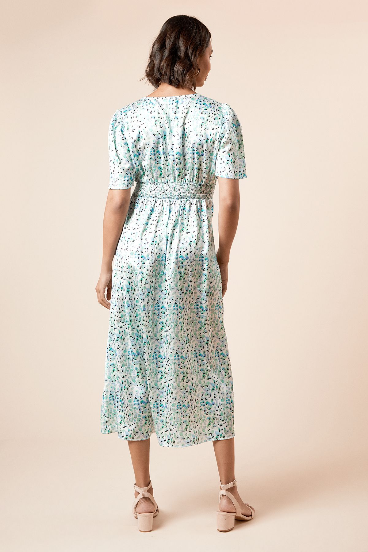 Dorothy Perkins V Neck Angel Sleeve Midi Dress Blue image 4