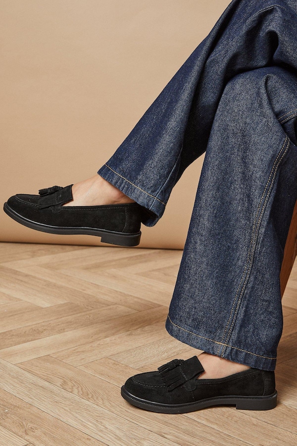 Oasis Brighton Leather Tassel Loafers Natural Black