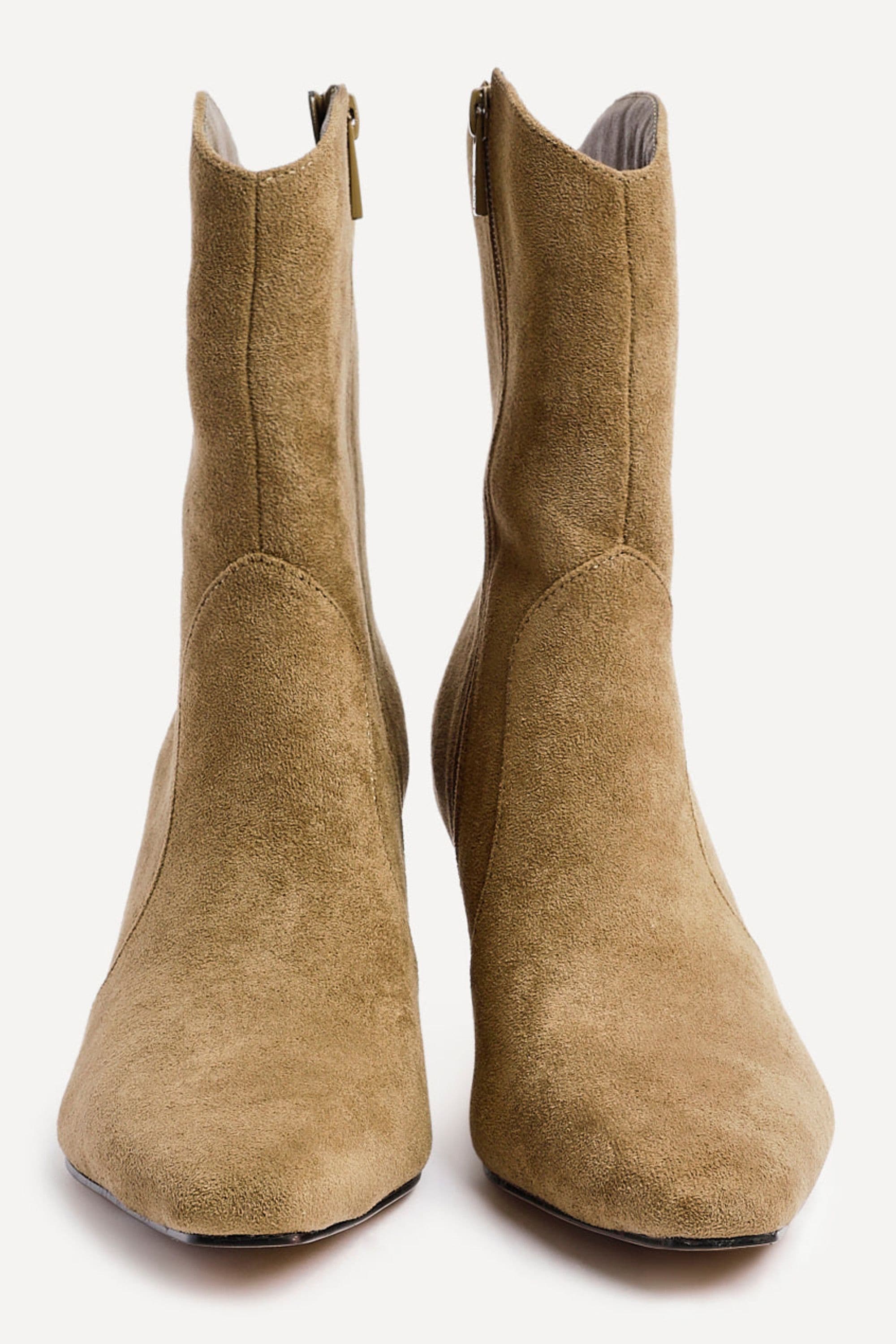 Linzi Calabasas Sand Faux Suede Western Inspired Heeled Boot image 5