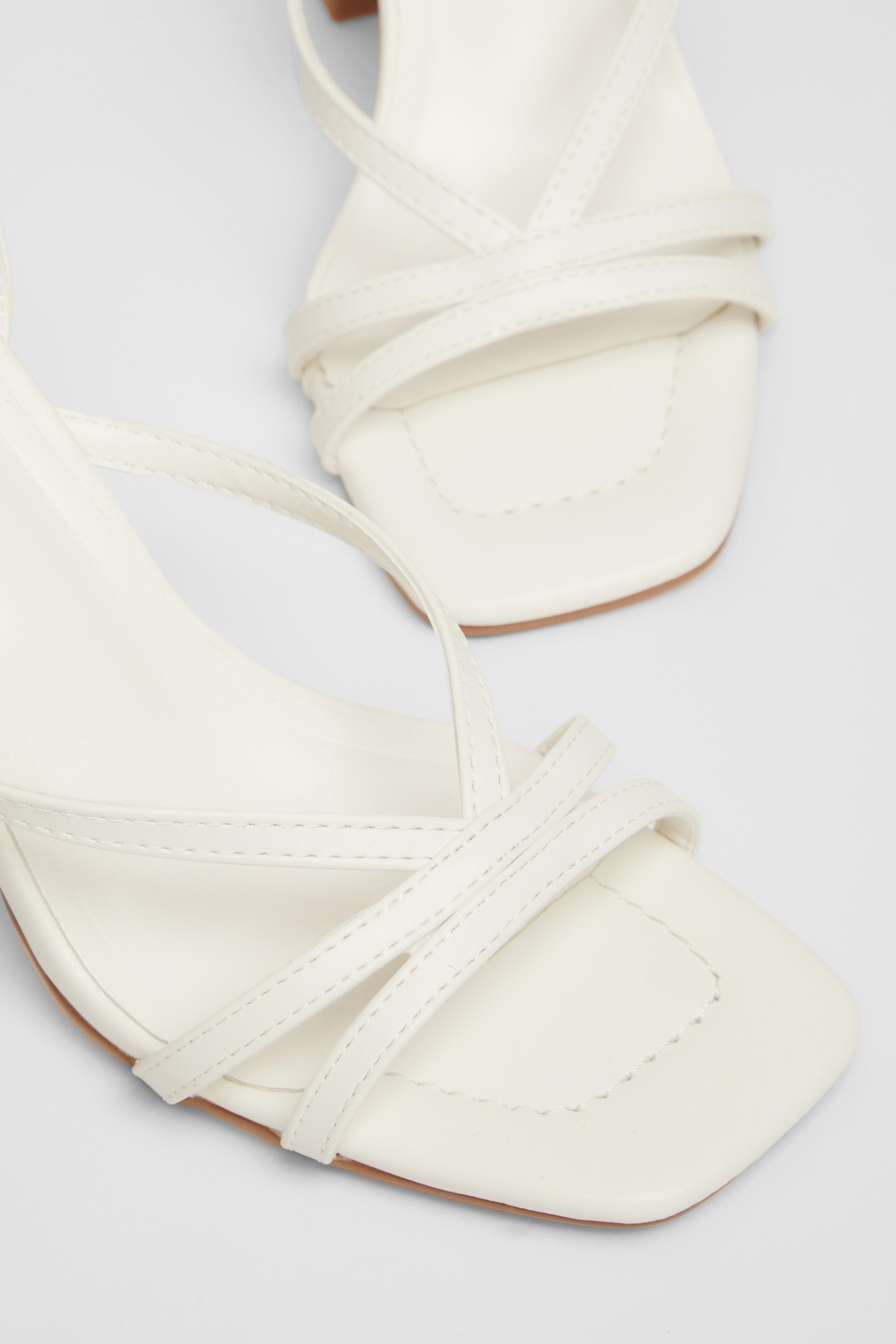 Quiz White Strappy High Block Heels image 4