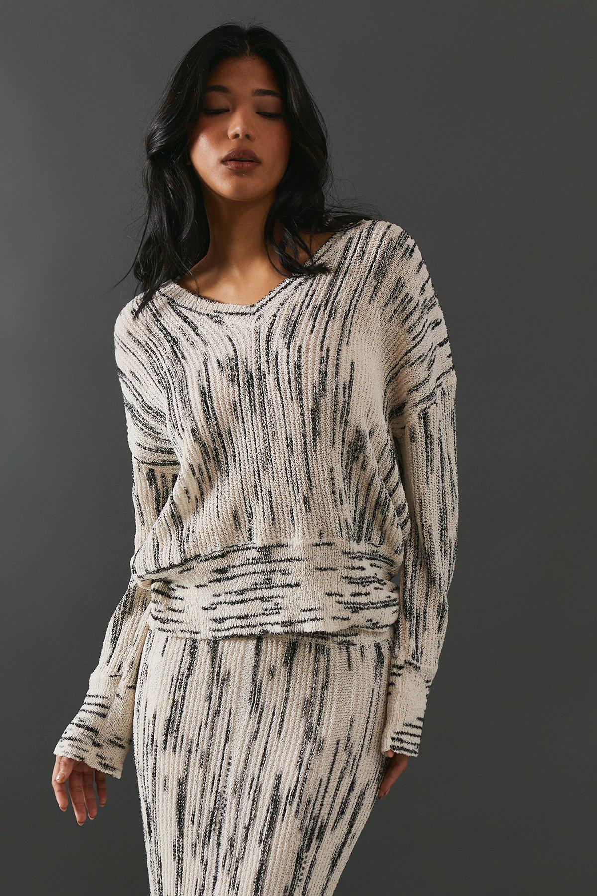 Warehouse Space Dye Off The Shoulder Jumper Ivory image 1