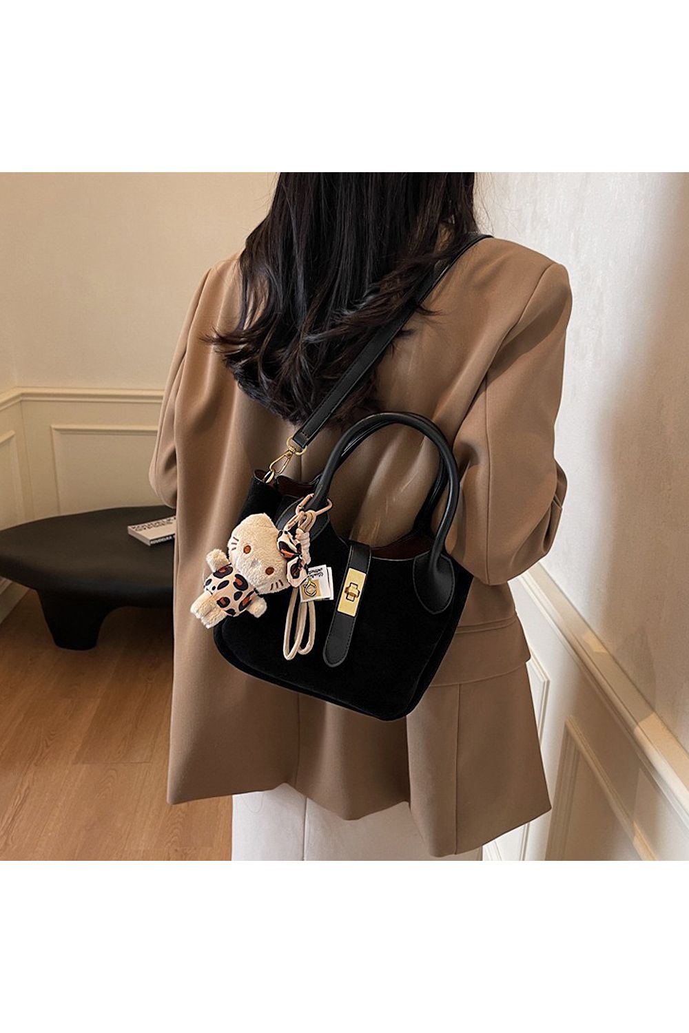 XY London 'Elisie' Mini Tote Crossbody Handbag with Plush Charm image 3